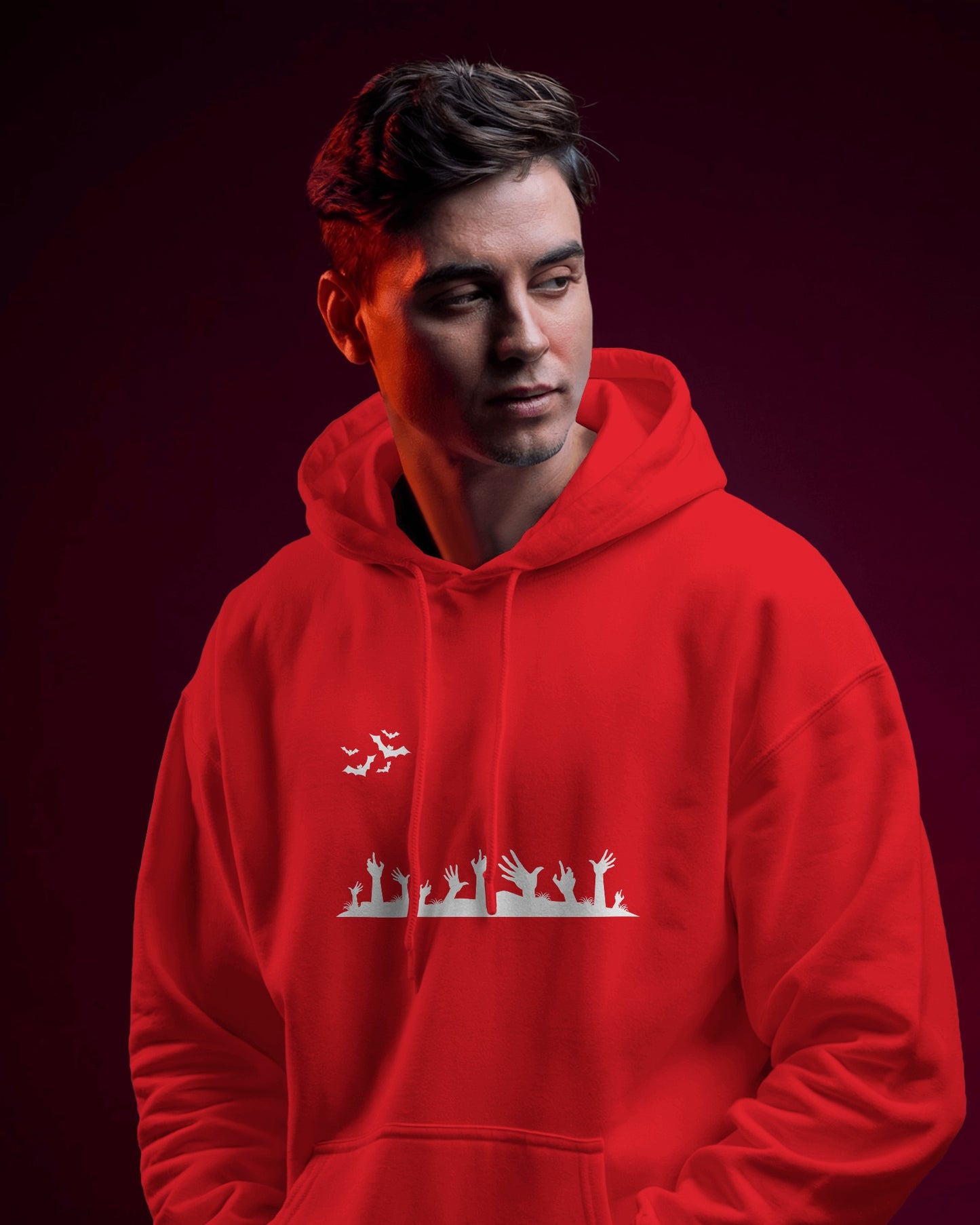 Halloween Themed Men Heavy Blend Hoodie with Spooky Design