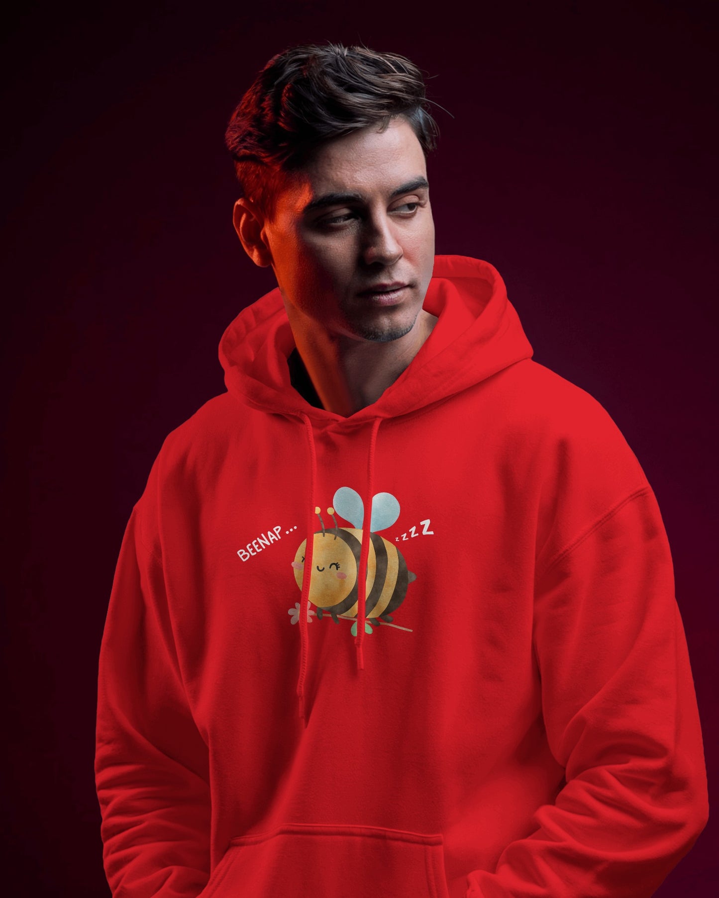 Cute Bee Design - Men's Heavy Blend Hoodie with Floral Design
