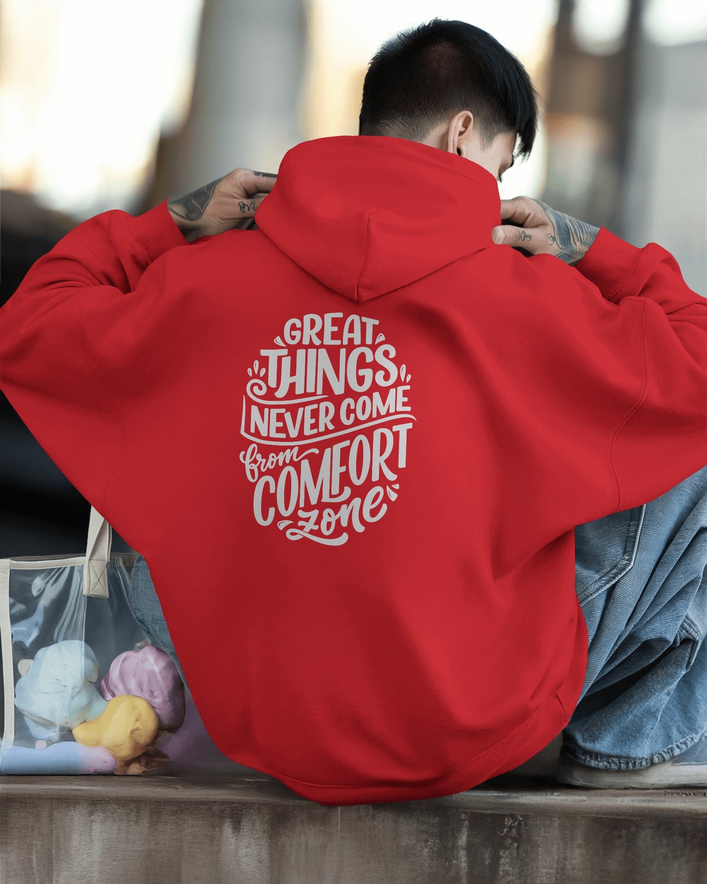 Inspirational Quote Hoodie For Men Back Design