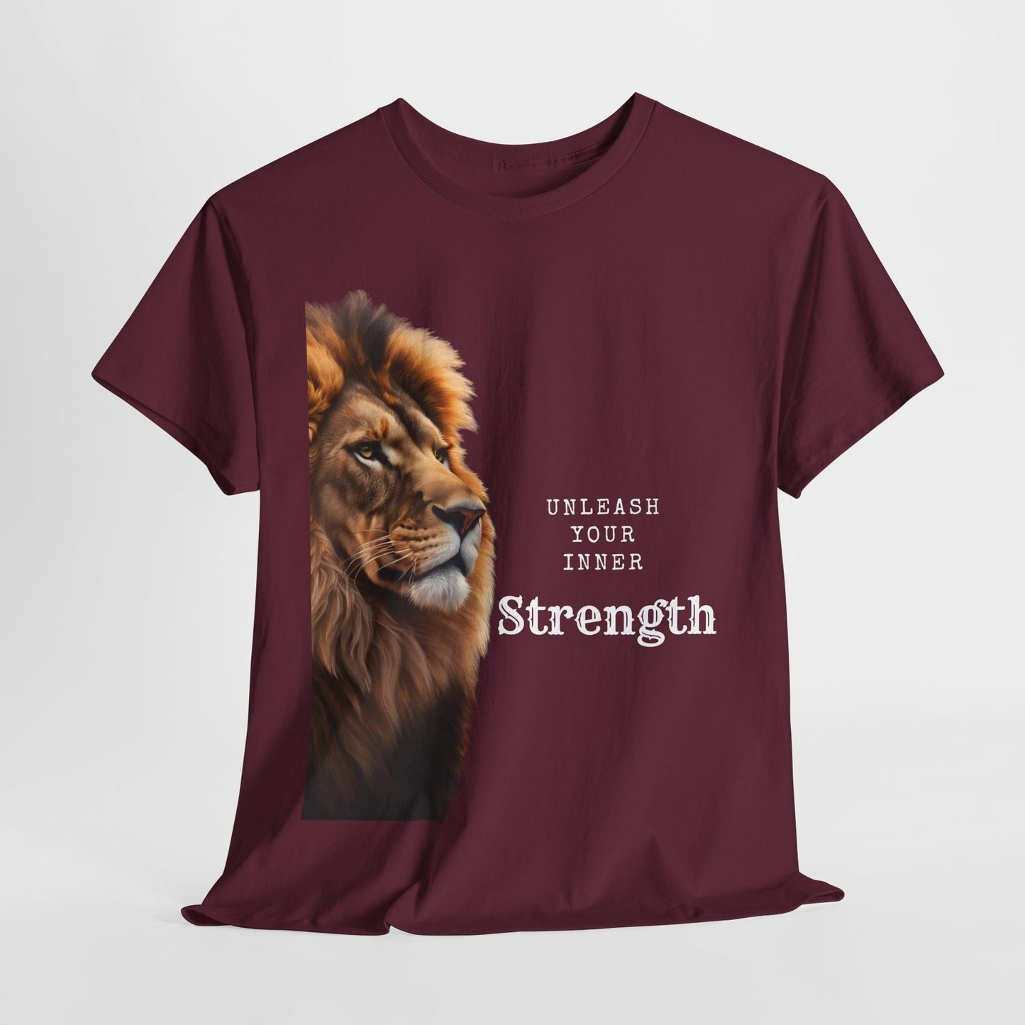 Men Heavy Cotton Tee Lion Design - Unleash Your Inner Strength