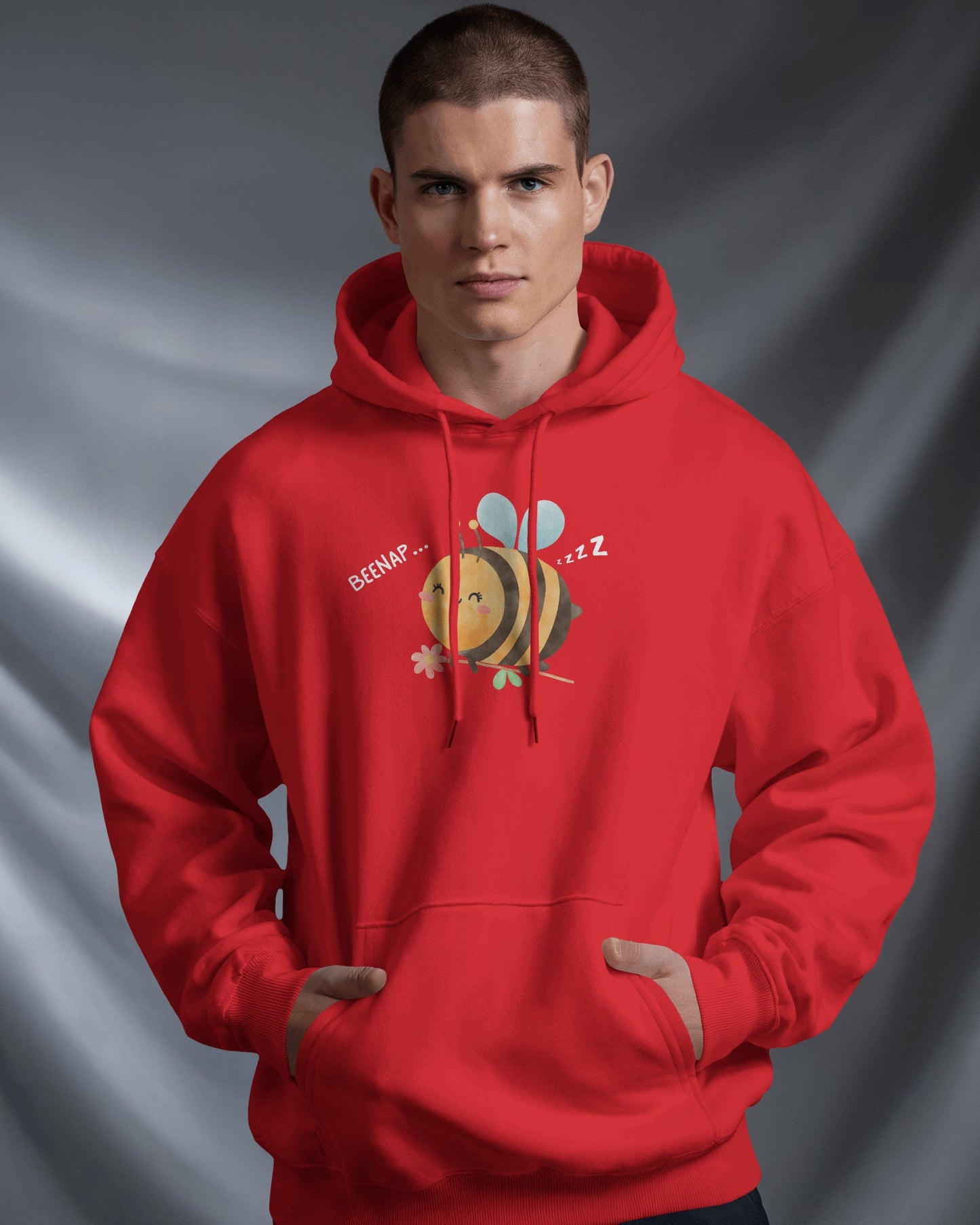 Cute Bee Design - Men's Heavy Blend Hoodie with Floral Design