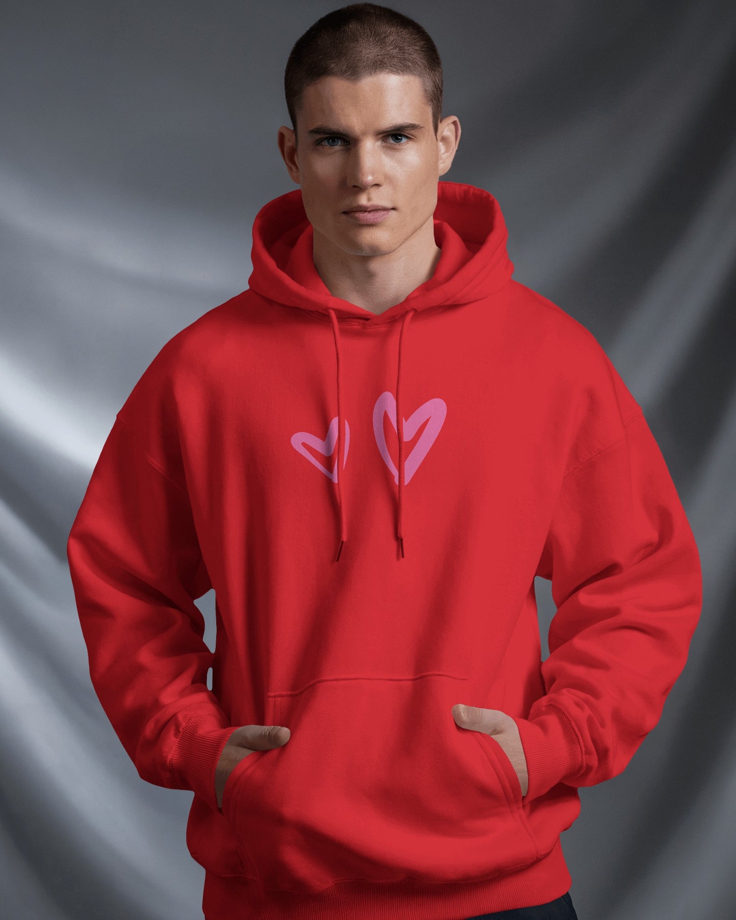 Cute Heart Graphic Men Hoodie - Perfect for Everyday Comfort