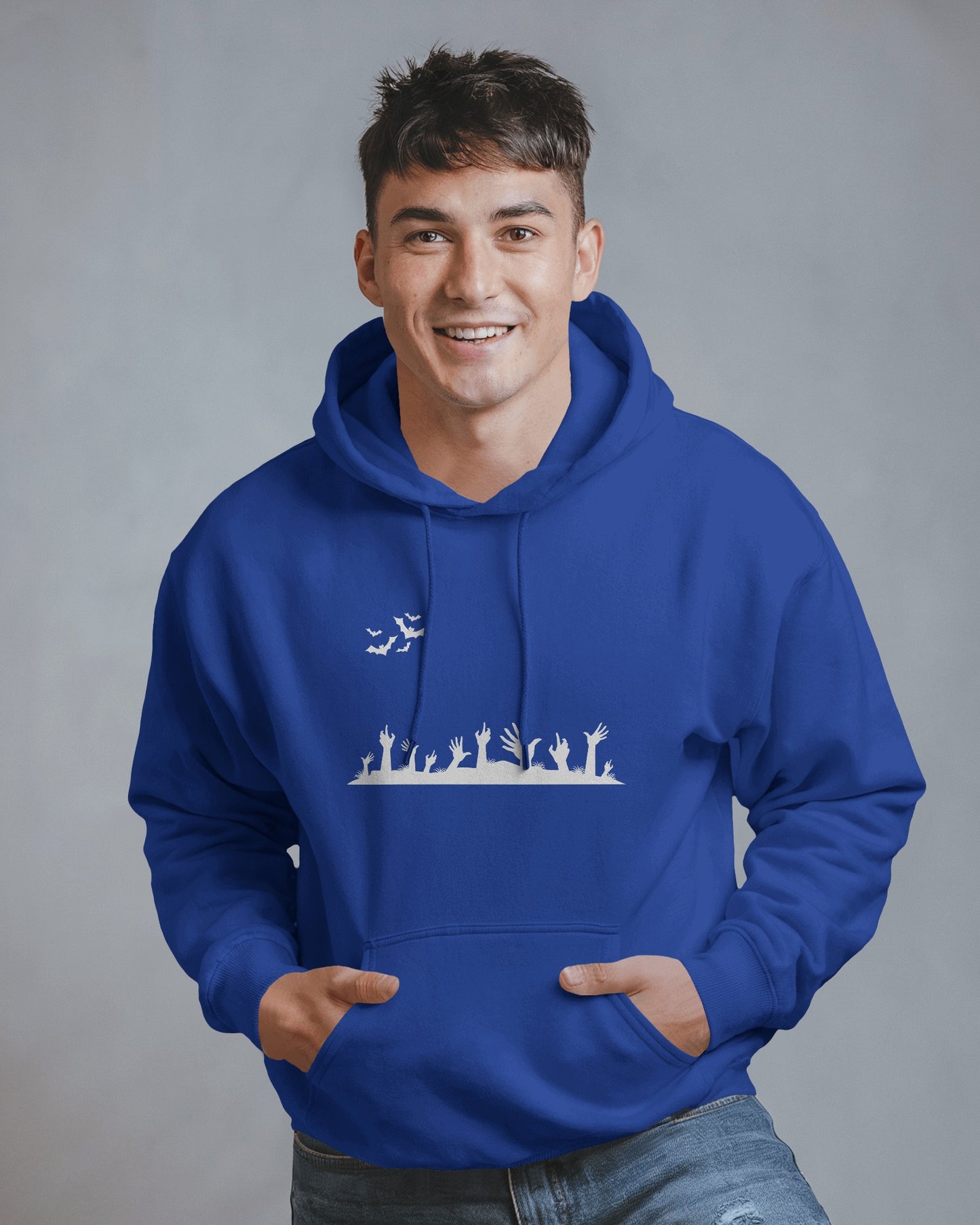 Halloween Themed Men Heavy Blend Hoodie with Spooky Design