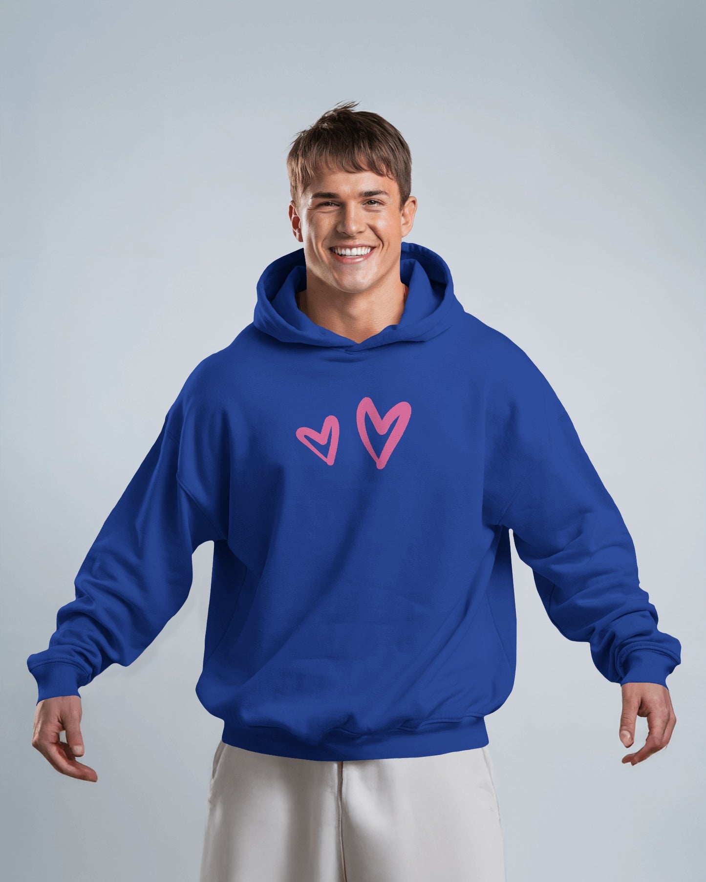 Cute Heart Graphic Men Hoodie - Perfect for Everyday Comfort