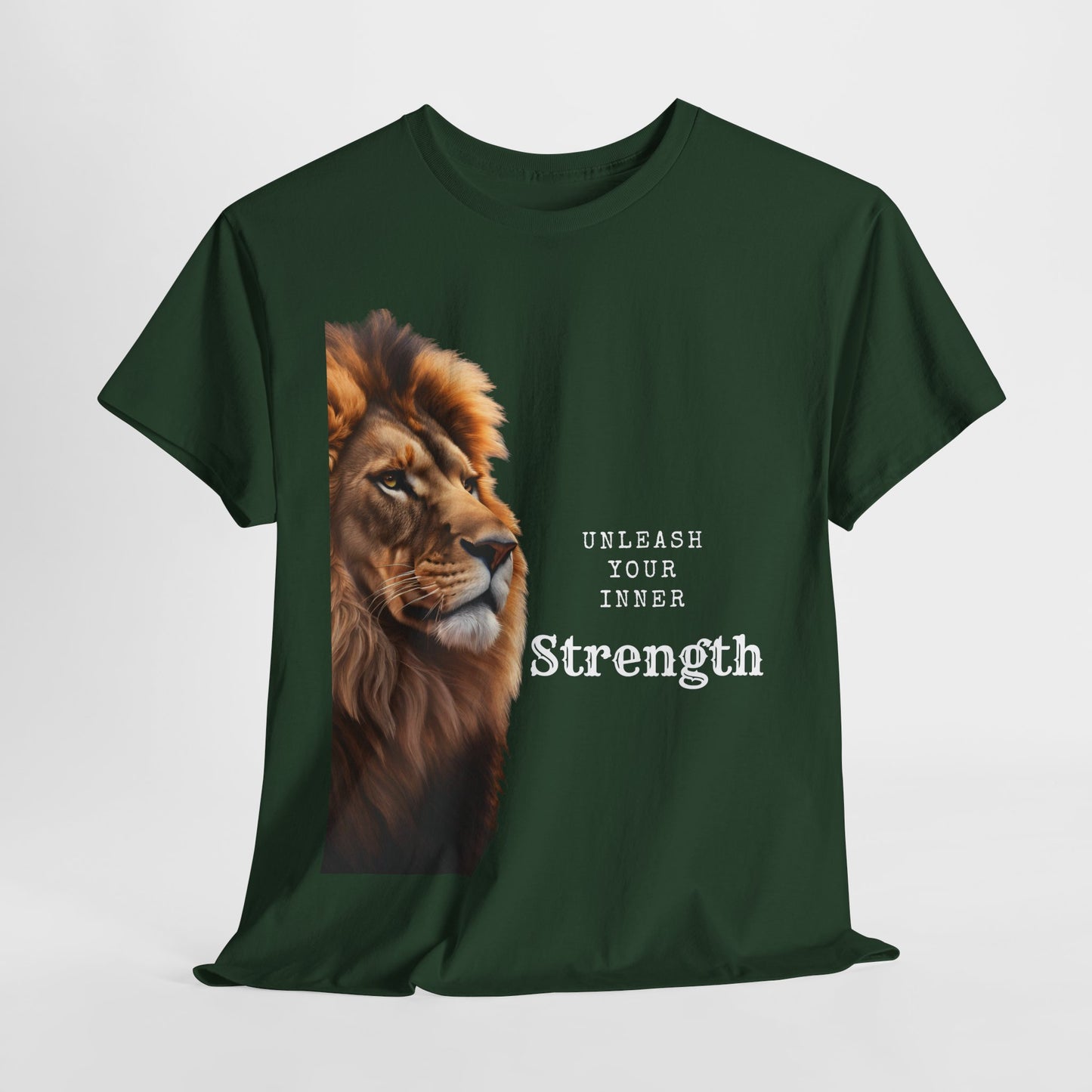 Men Heavy Cotton Tee Lion Design - Unleash Your Inner Strength