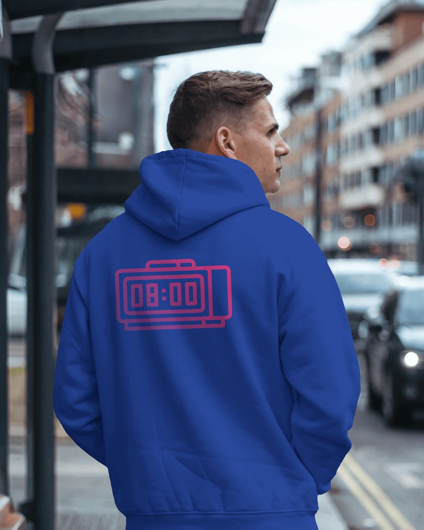 Retro Alarm Clock Men's Back Design Heavy Blend™ Hoodie