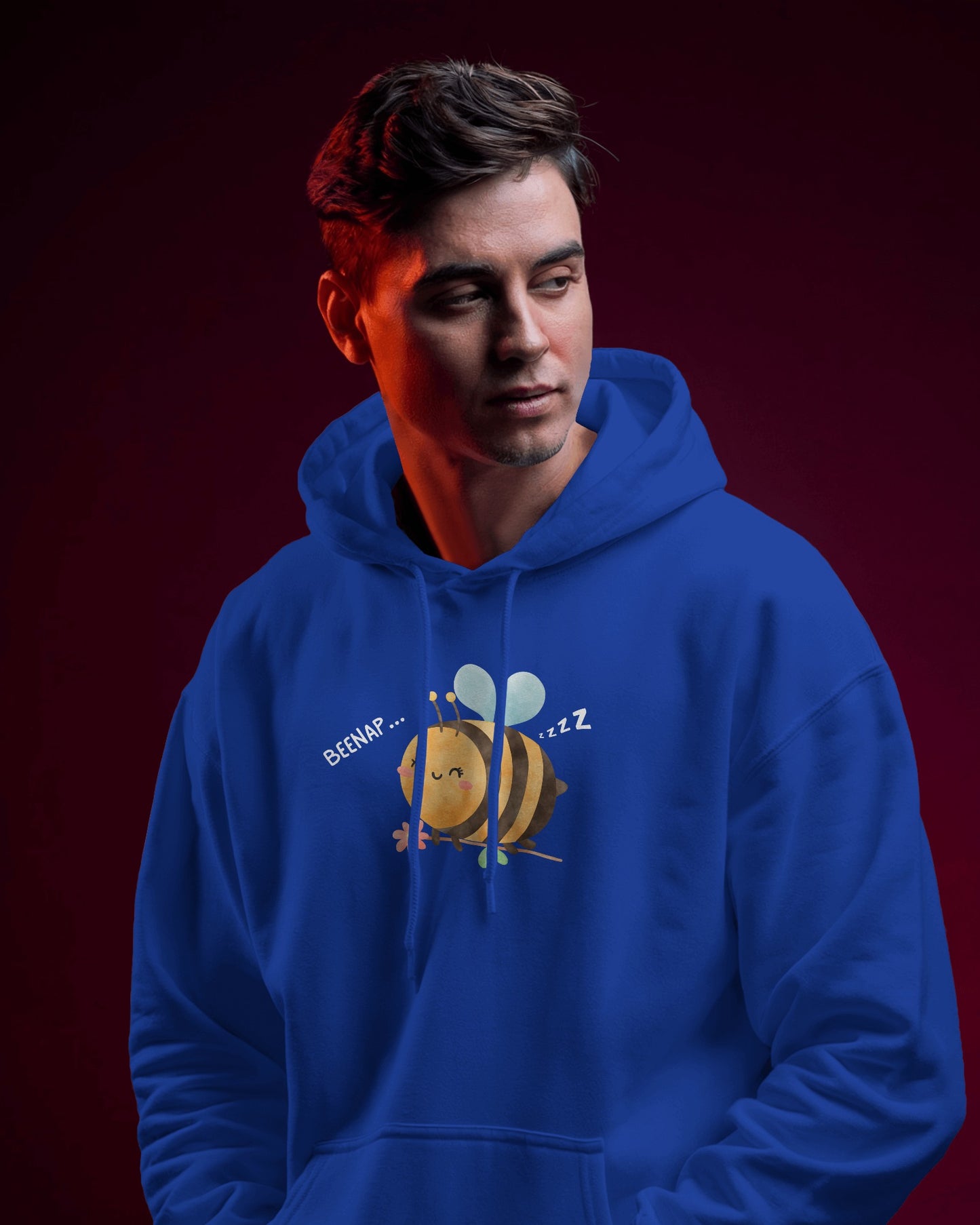 Cute Bee Design - Men's Heavy Blend Hoodie with Floral Design