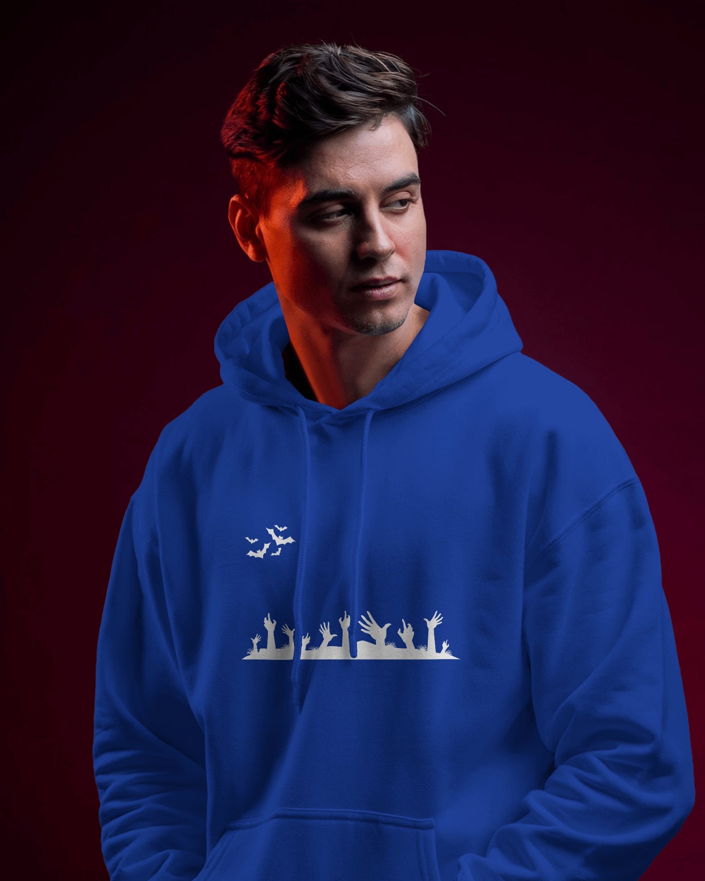Halloween Themed Men Heavy Blend Hoodie with Spooky Design