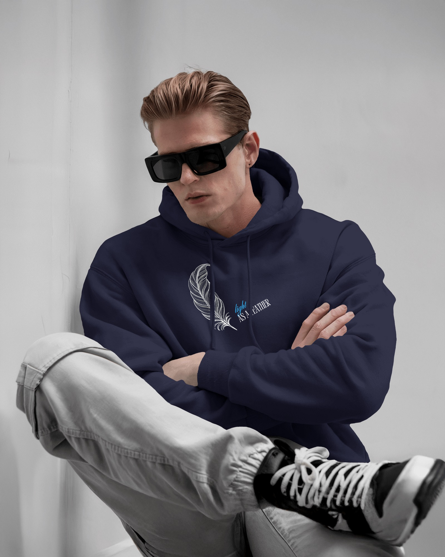 Inspirational Feather Men Heavy Blend Hoodie- Exclusive Minimal Design