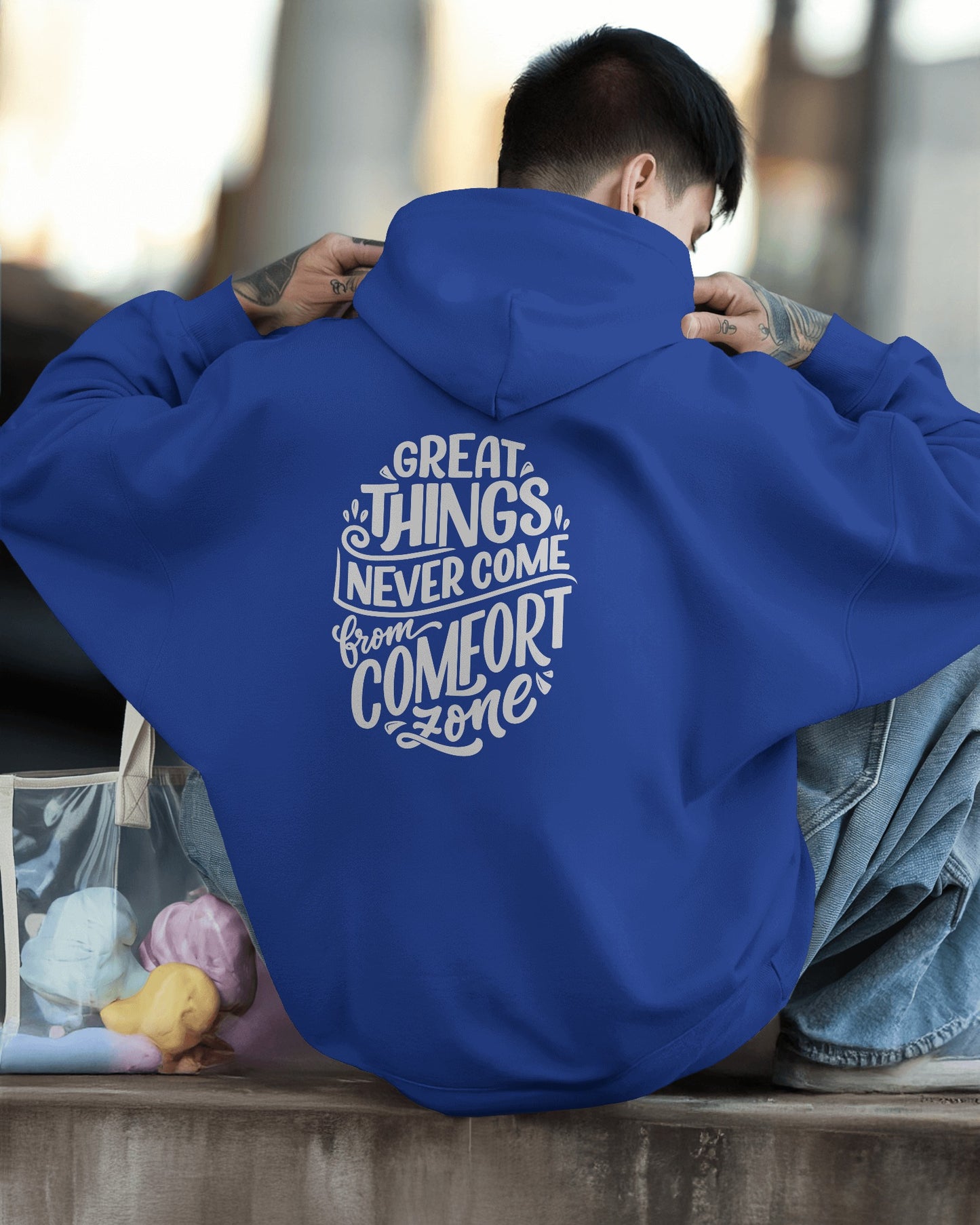 Inspirational Quote Hoodie For Men Back Design