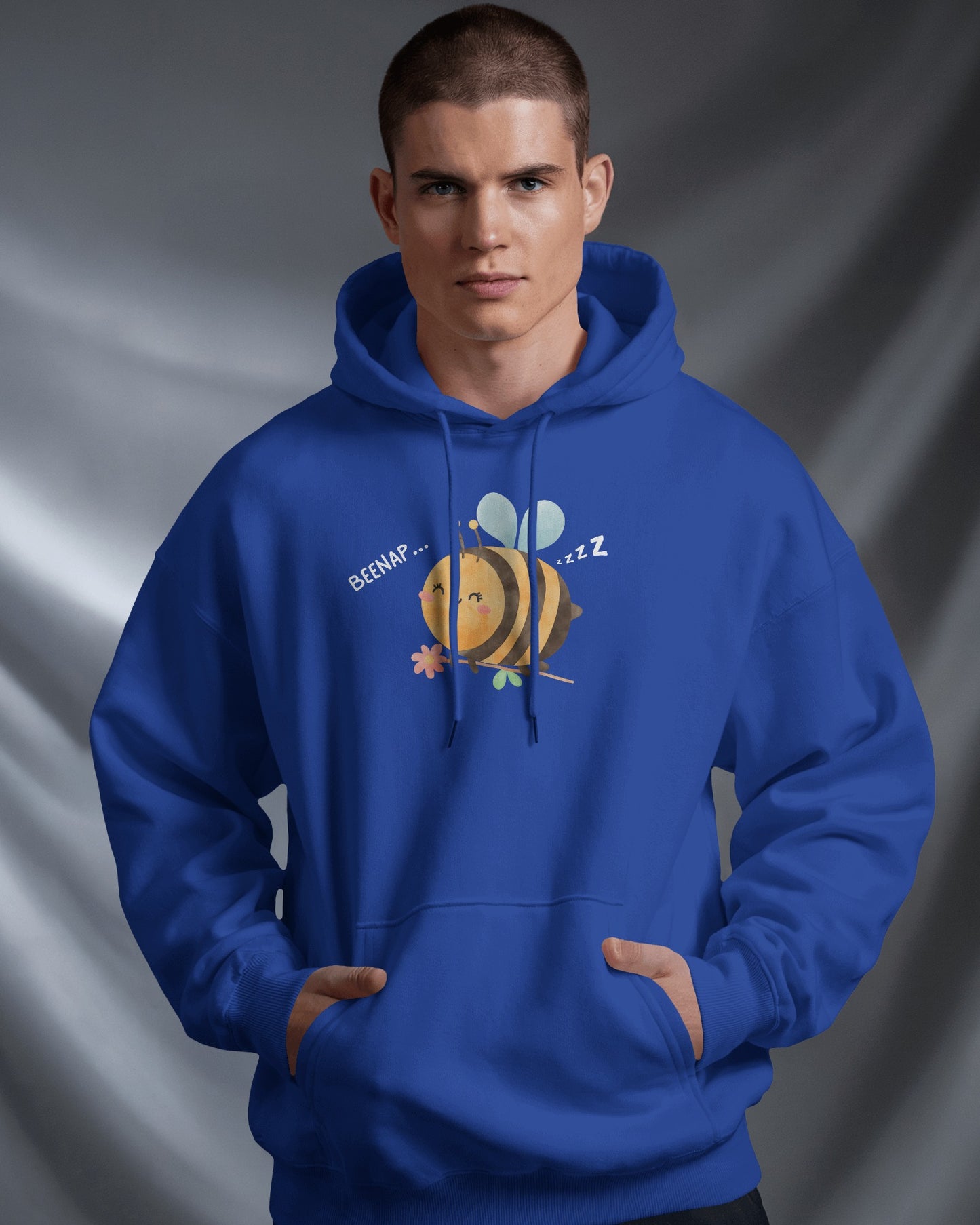 Cute Bee Design - Men's Heavy Blend Hoodie with Floral Design