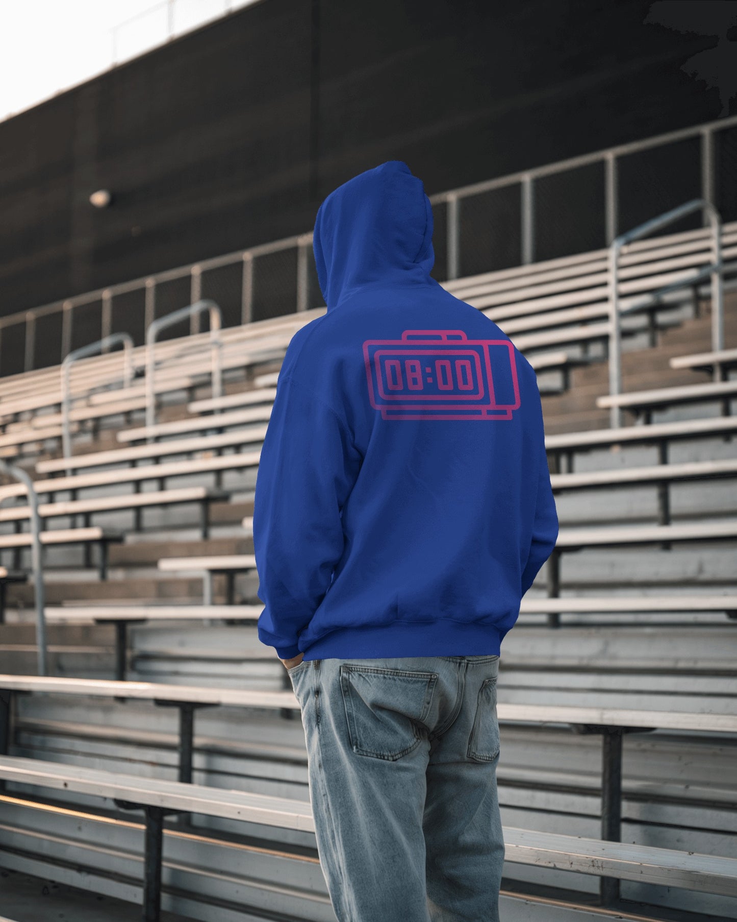 Retro Alarm Clock Men's Back Design Heavy Blend™ Hoodie