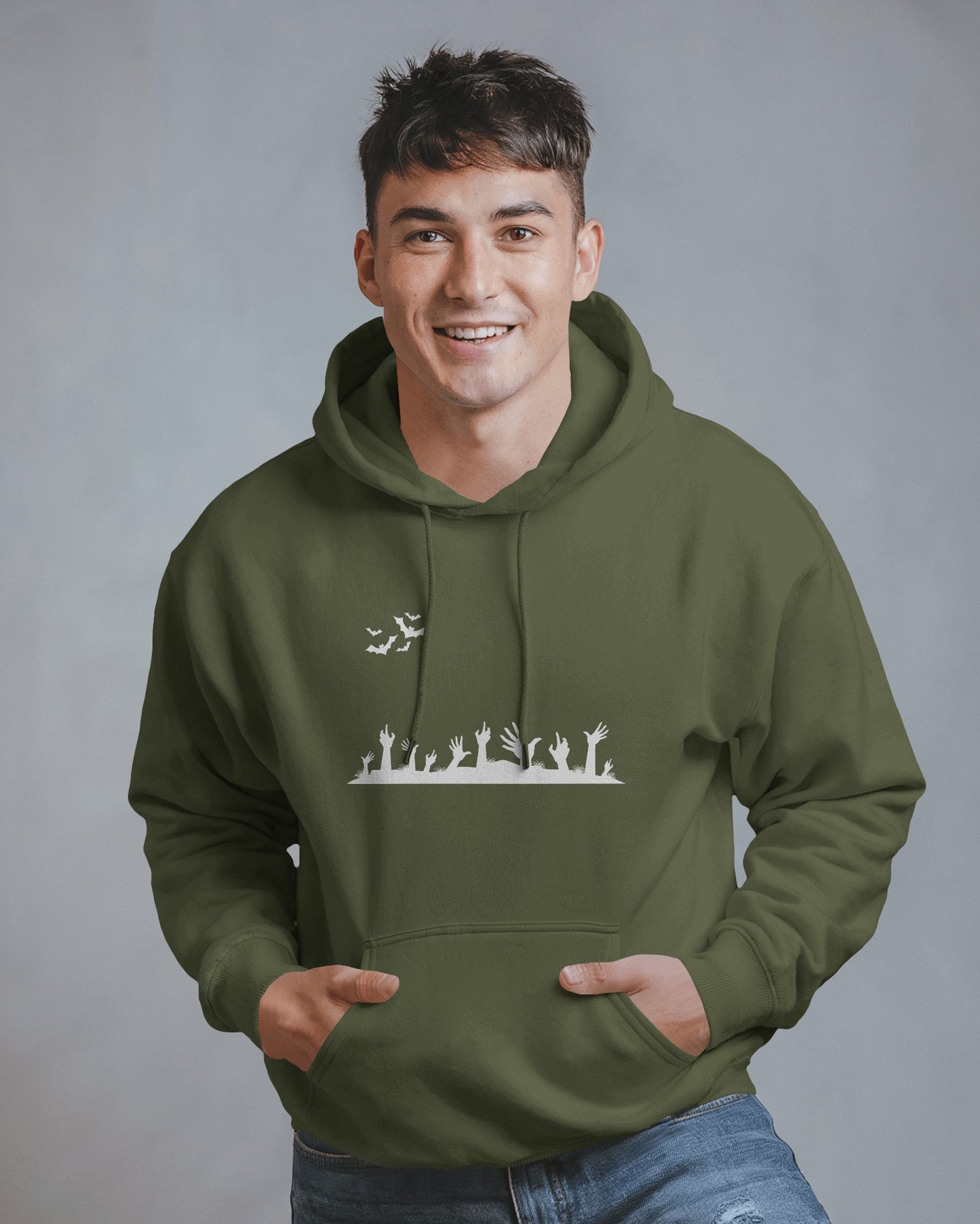 Halloween Themed Men Heavy Blend Hoodie with Spooky Design