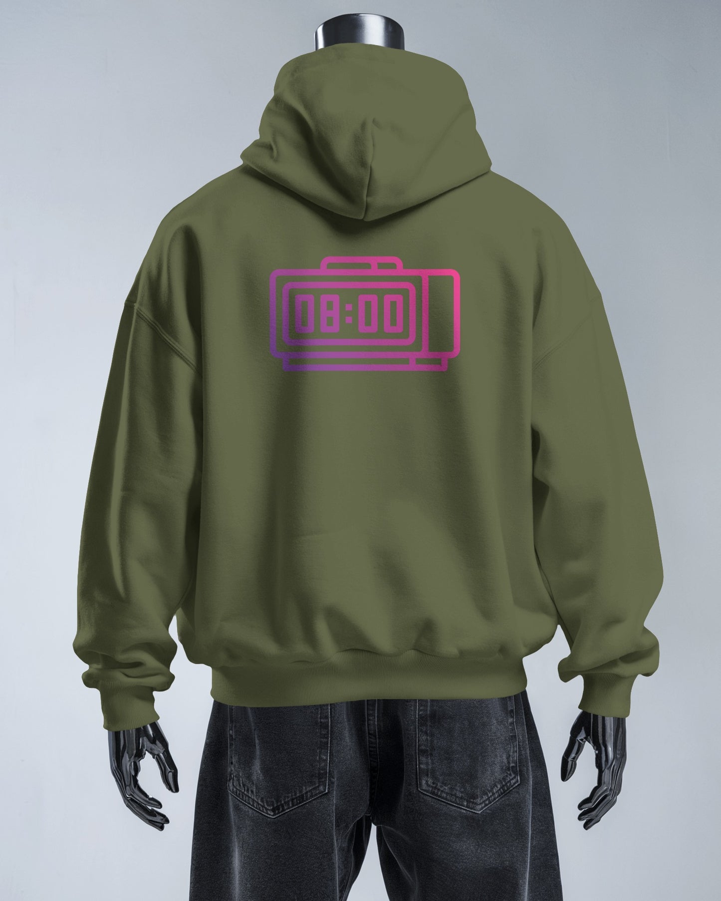 Retro Alarm Clock Men's Back Design Heavy Blend™ Hoodie