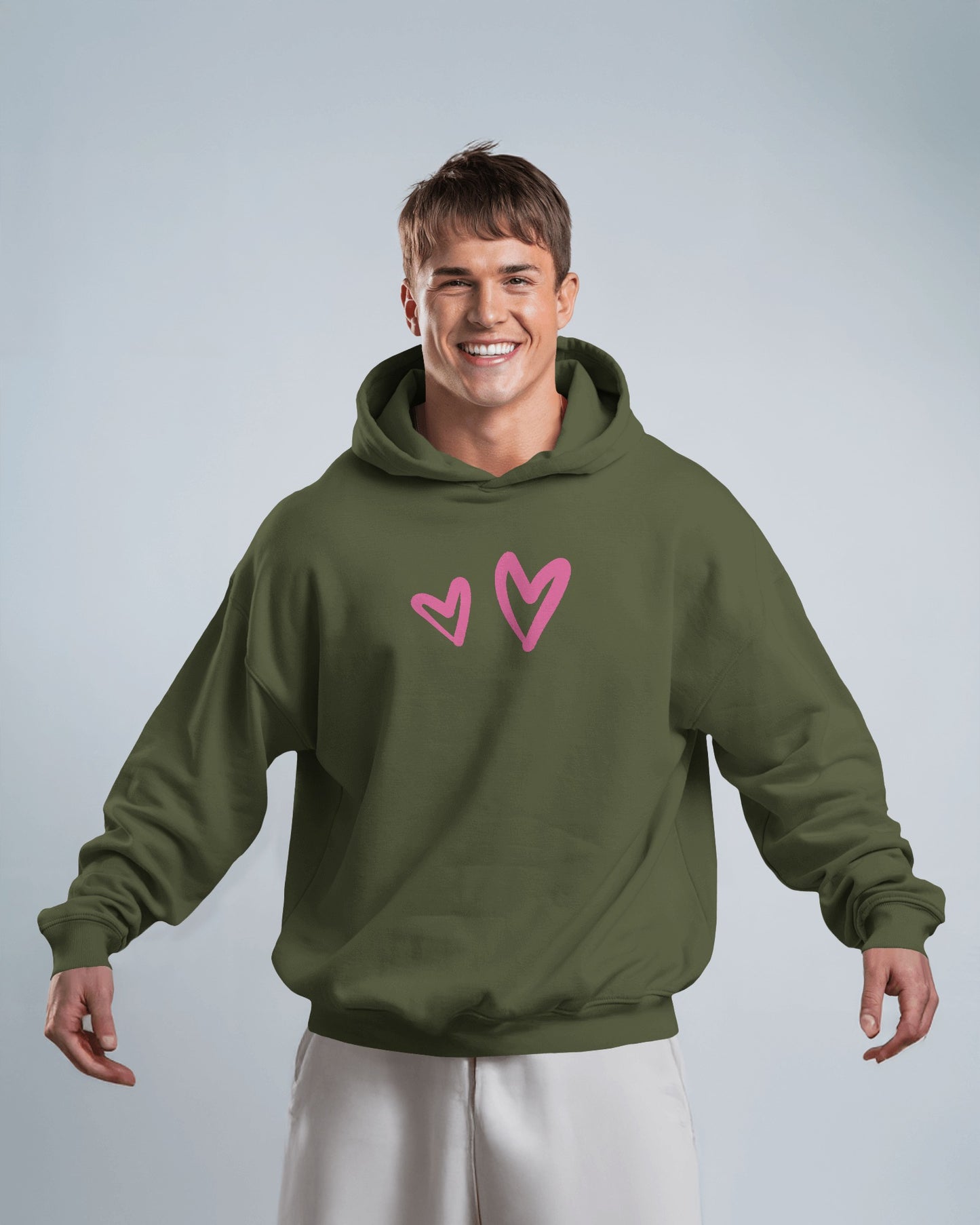 Cute Heart Graphic Men Hoodie - Perfect for Everyday Comfort