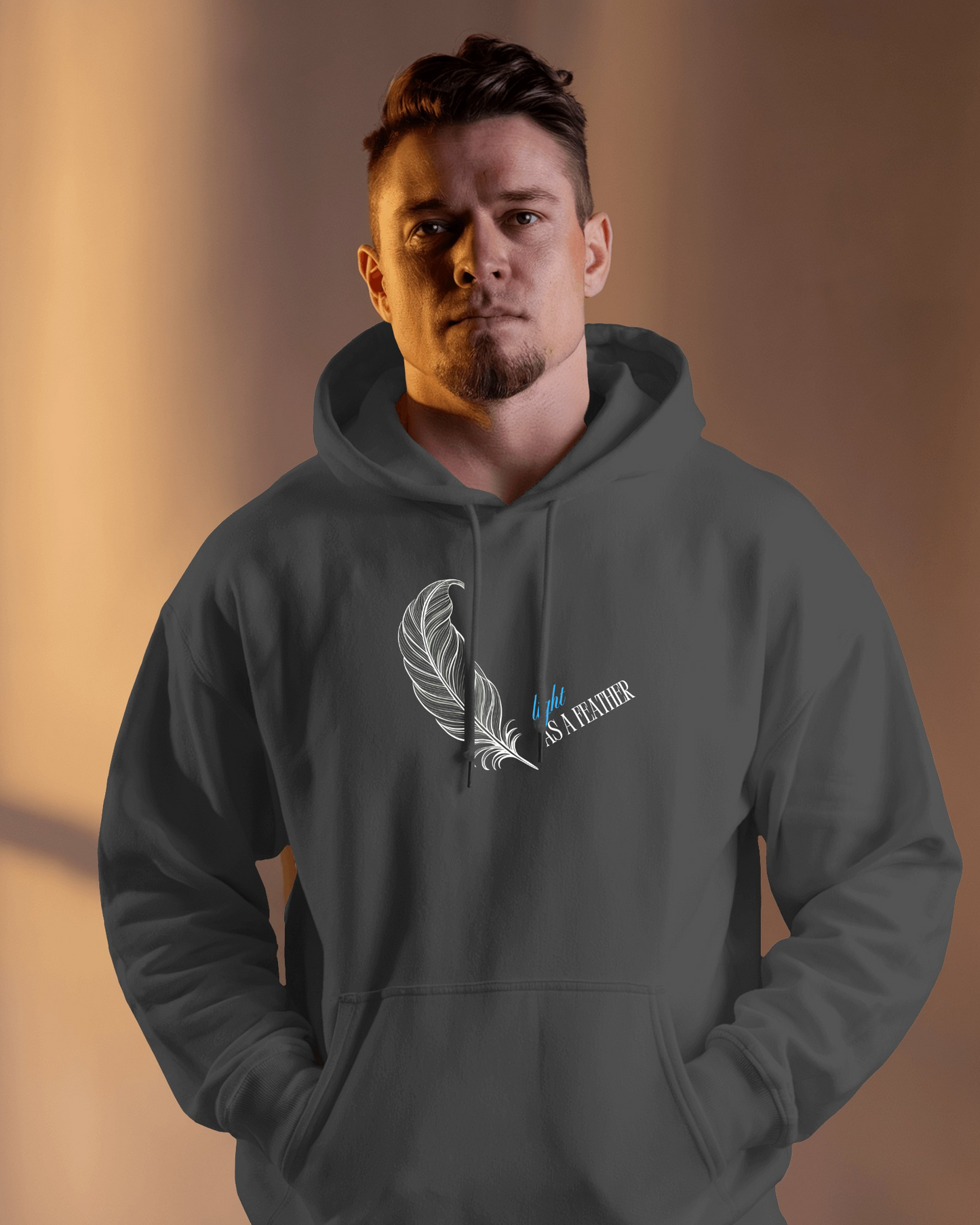 Inspirational Feather Men Heavy Blend Hoodie- Exclusive Minimal Design