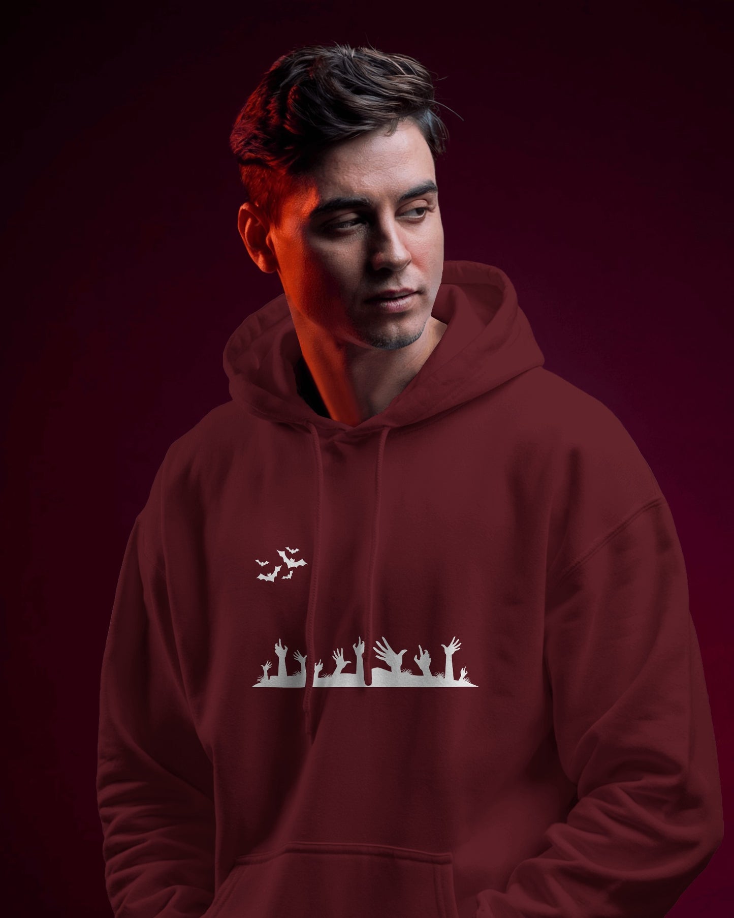 Halloween Themed Men Heavy Blend Hoodie with Spooky Design