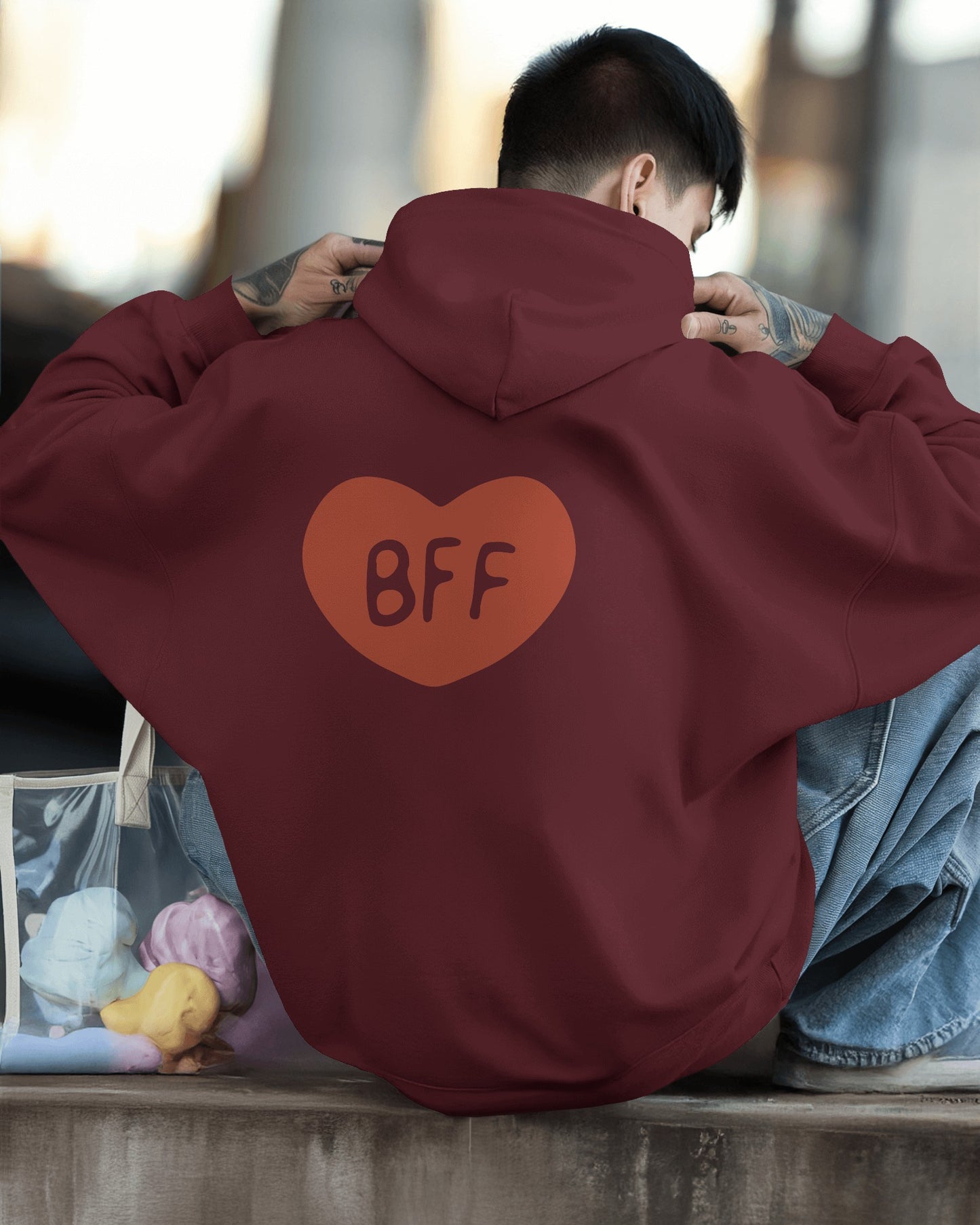 BFF Heart Hoodie - Men's Heavy Blend for Friendship Celebrations