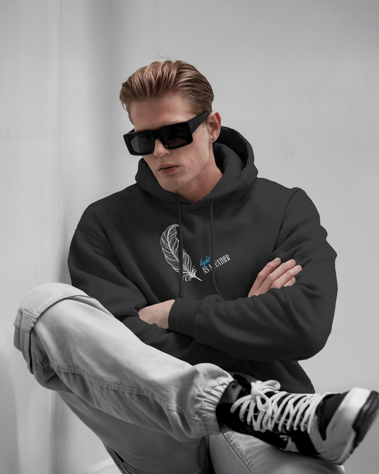 Inspirational Feather Men Heavy Blend Hoodie- Exclusive Minimal Design