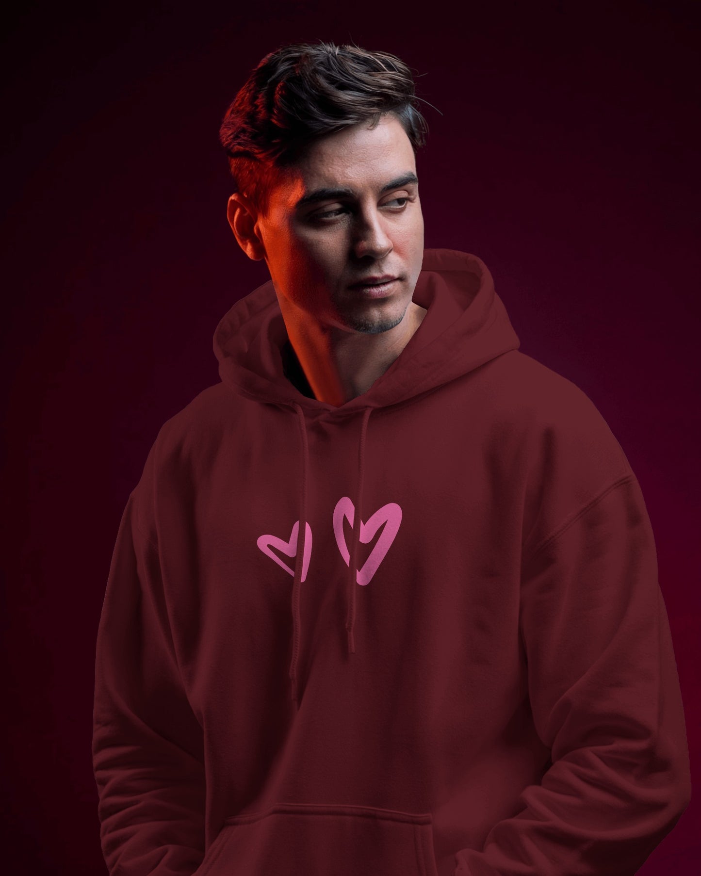 Cute Heart Graphic Men Hoodie - Perfect for Everyday Comfort