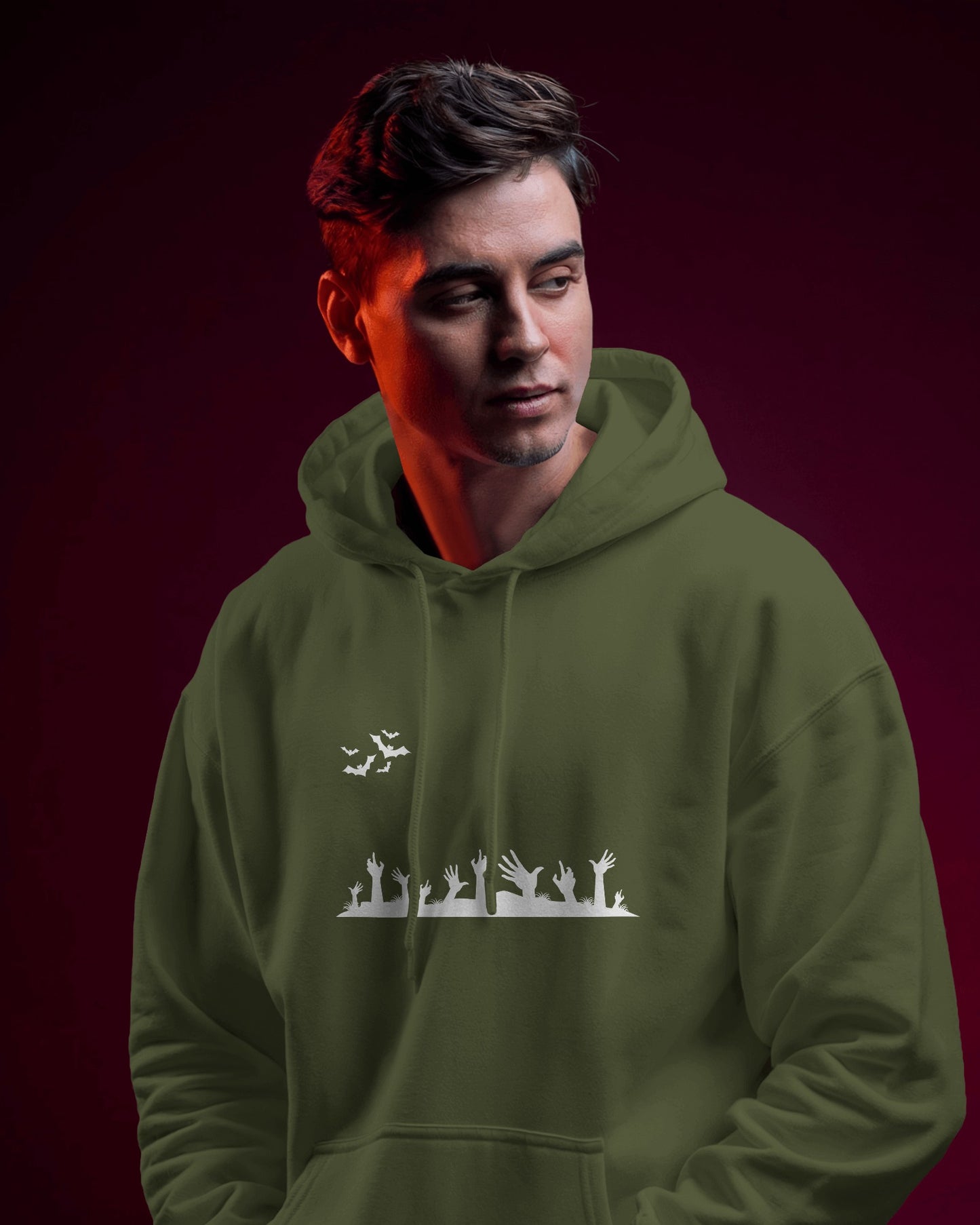 Halloween Themed Men Heavy Blend Hoodie with Spooky Design