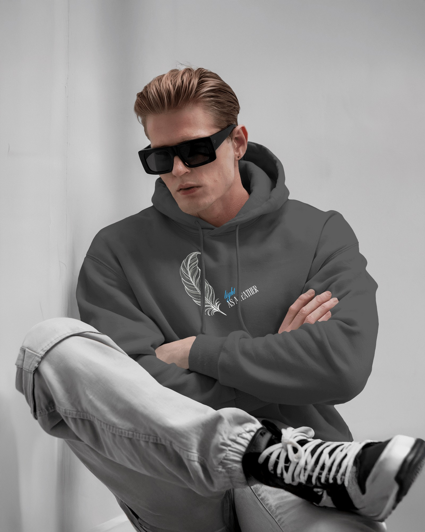 Inspirational Feather Men Heavy Blend Hoodie- Exclusive Minimal Design