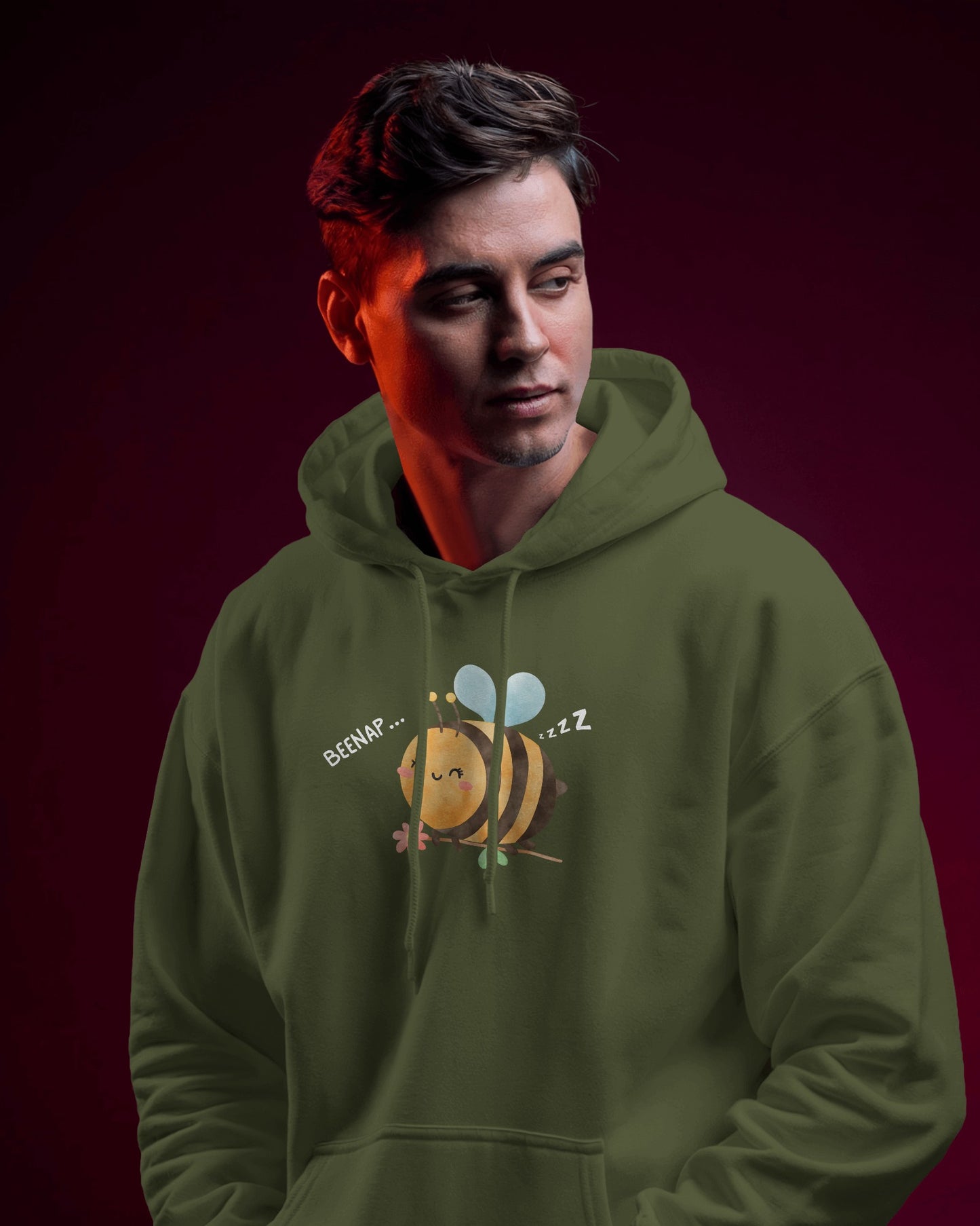 Cute Bee Design - Men's Heavy Blend Hoodie with Floral Design