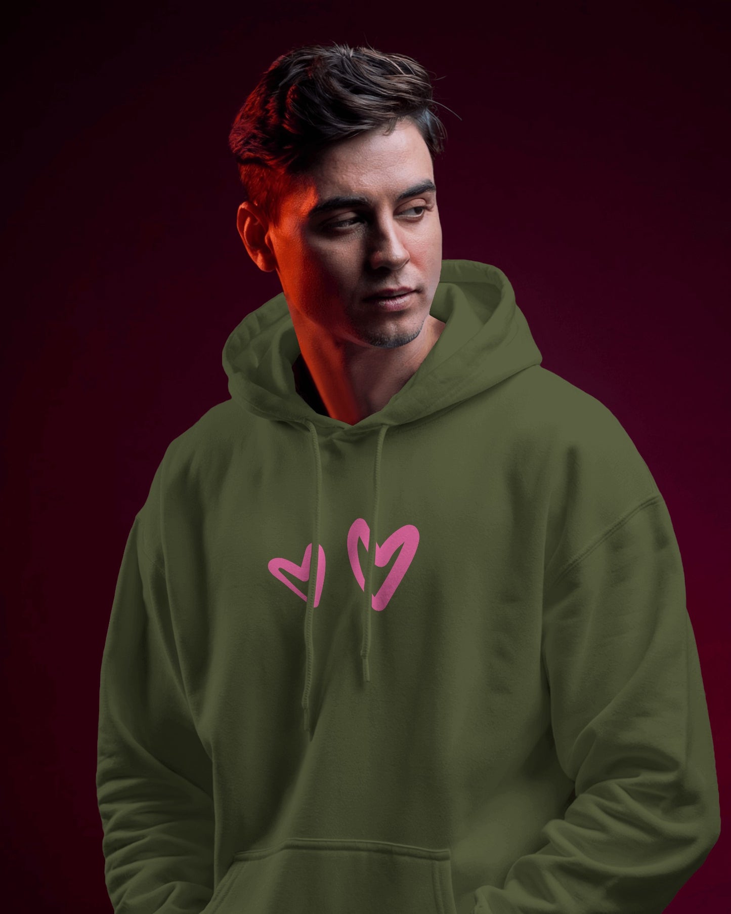 Cute Heart Graphic Men Hoodie - Perfect for Everyday Comfort