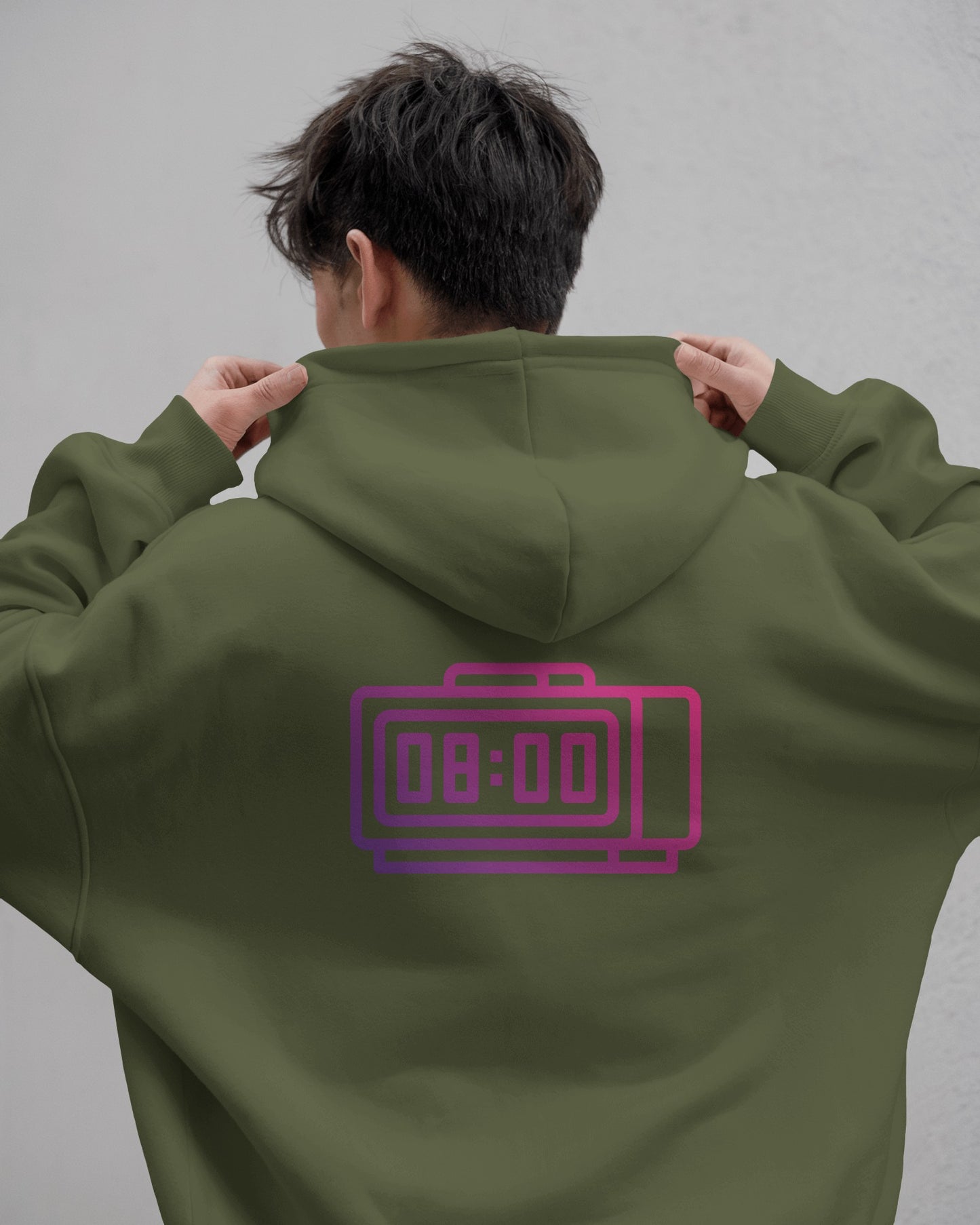Retro Alarm Clock Men's Back Design Heavy Blend™ Hoodie