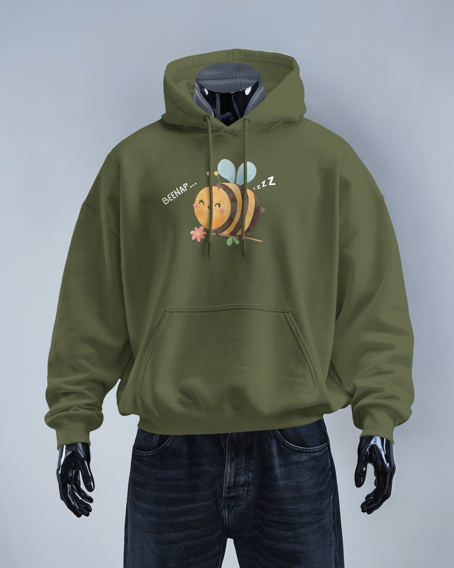 Cute Bee Design - Men's Heavy Blend Hoodie with Floral Design