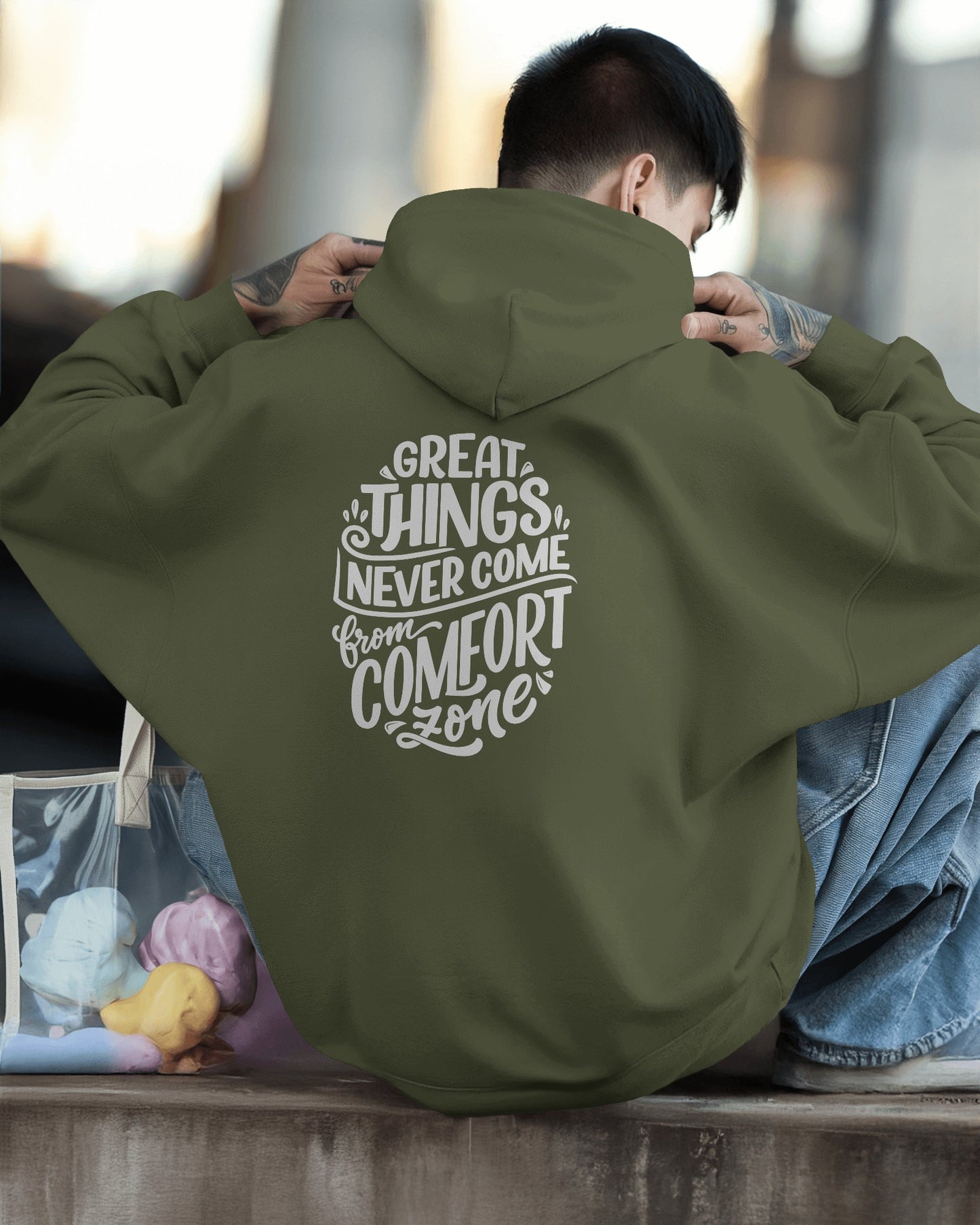 Inspirational Quote Hoodie For Men Back Design