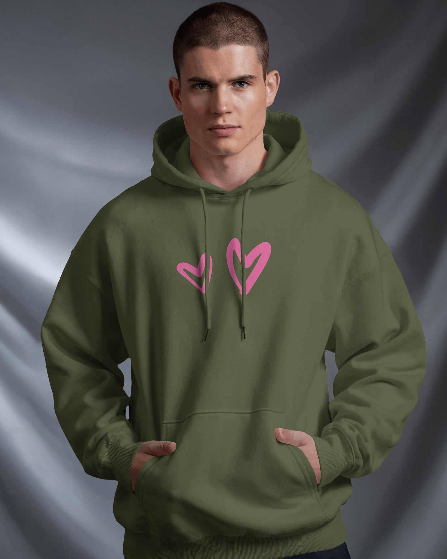 Cute Heart Graphic Men Hoodie - Perfect for Everyday Comfort