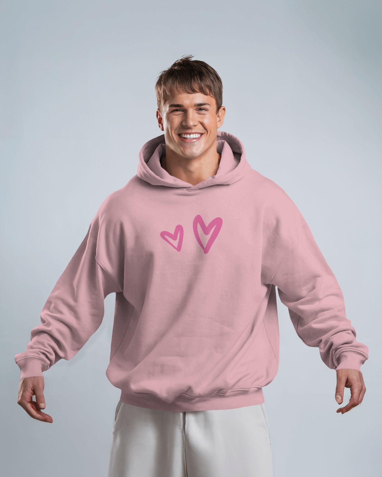 Cute Heart Graphic Men Hoodie - Perfect for Everyday Comfort