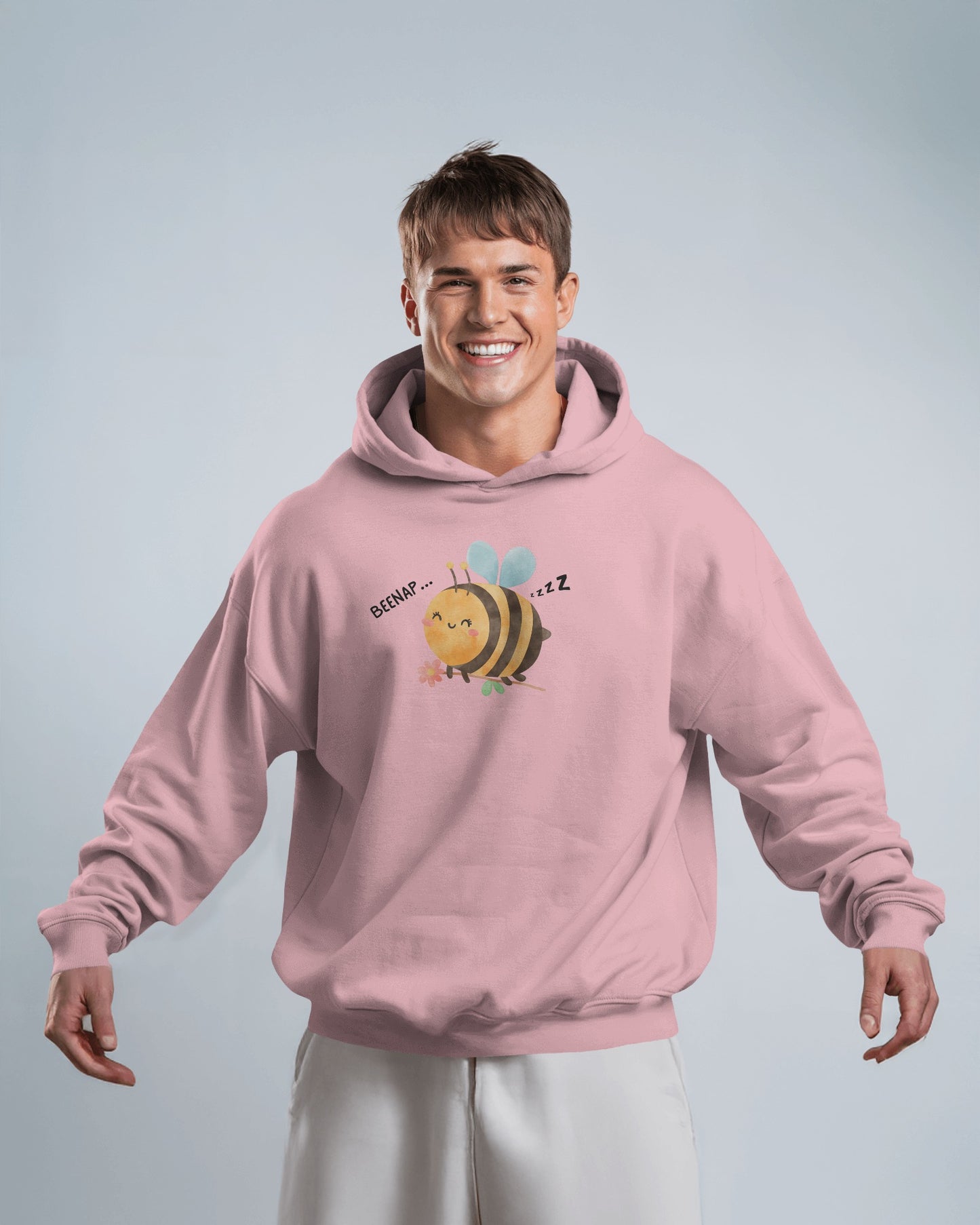Cute Bee Design - Men's Heavy Blend Hoodie with Floral Design