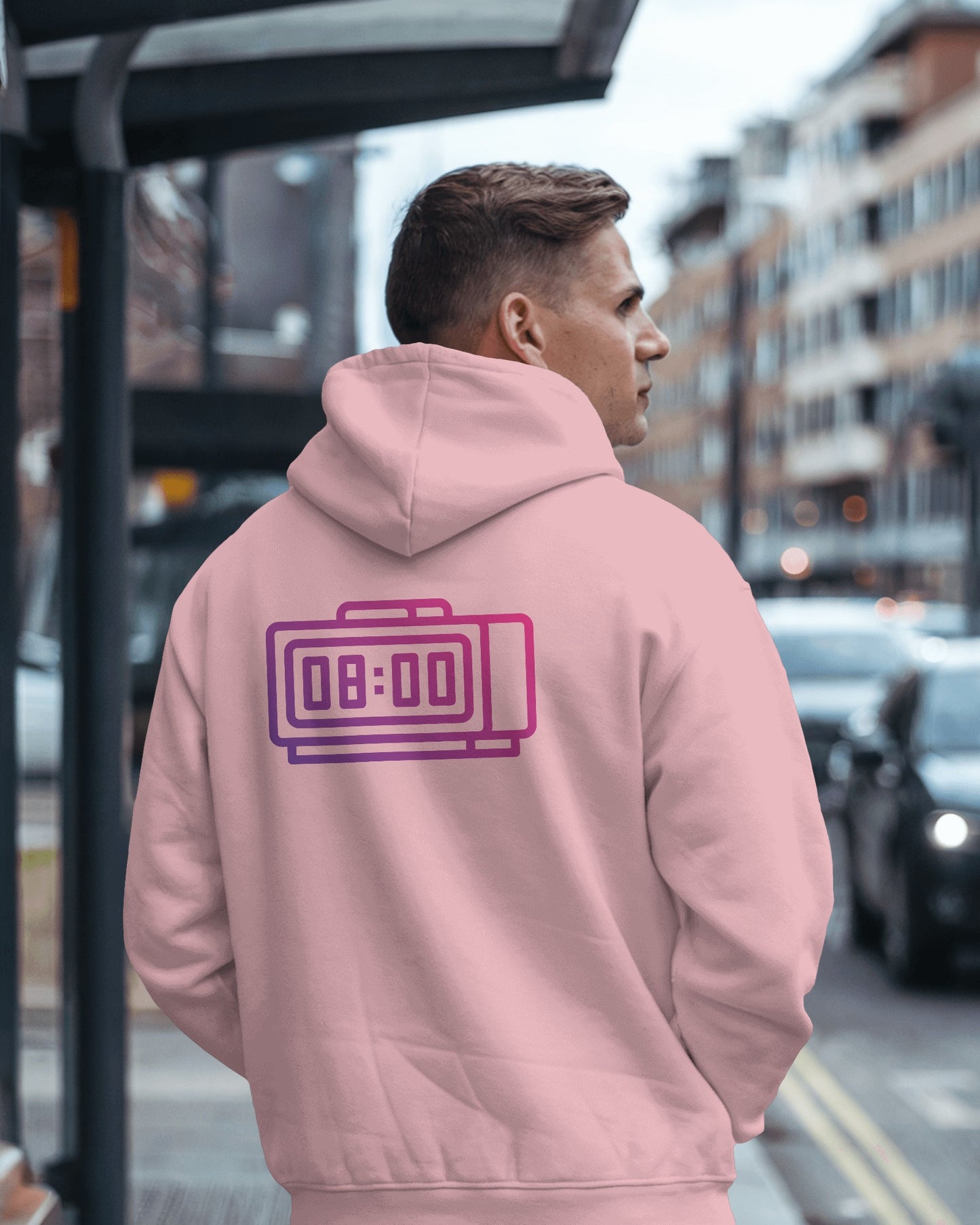 Retro Alarm Clock Men's Back Design Heavy Blend™ Hoodie