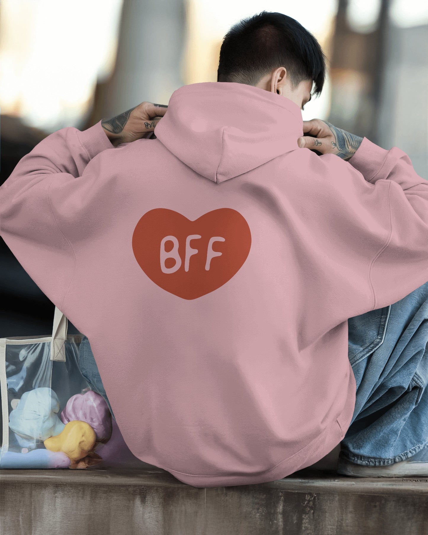 BFF Heart Hoodie - Men's Heavy Blend for Friendship Celebrations