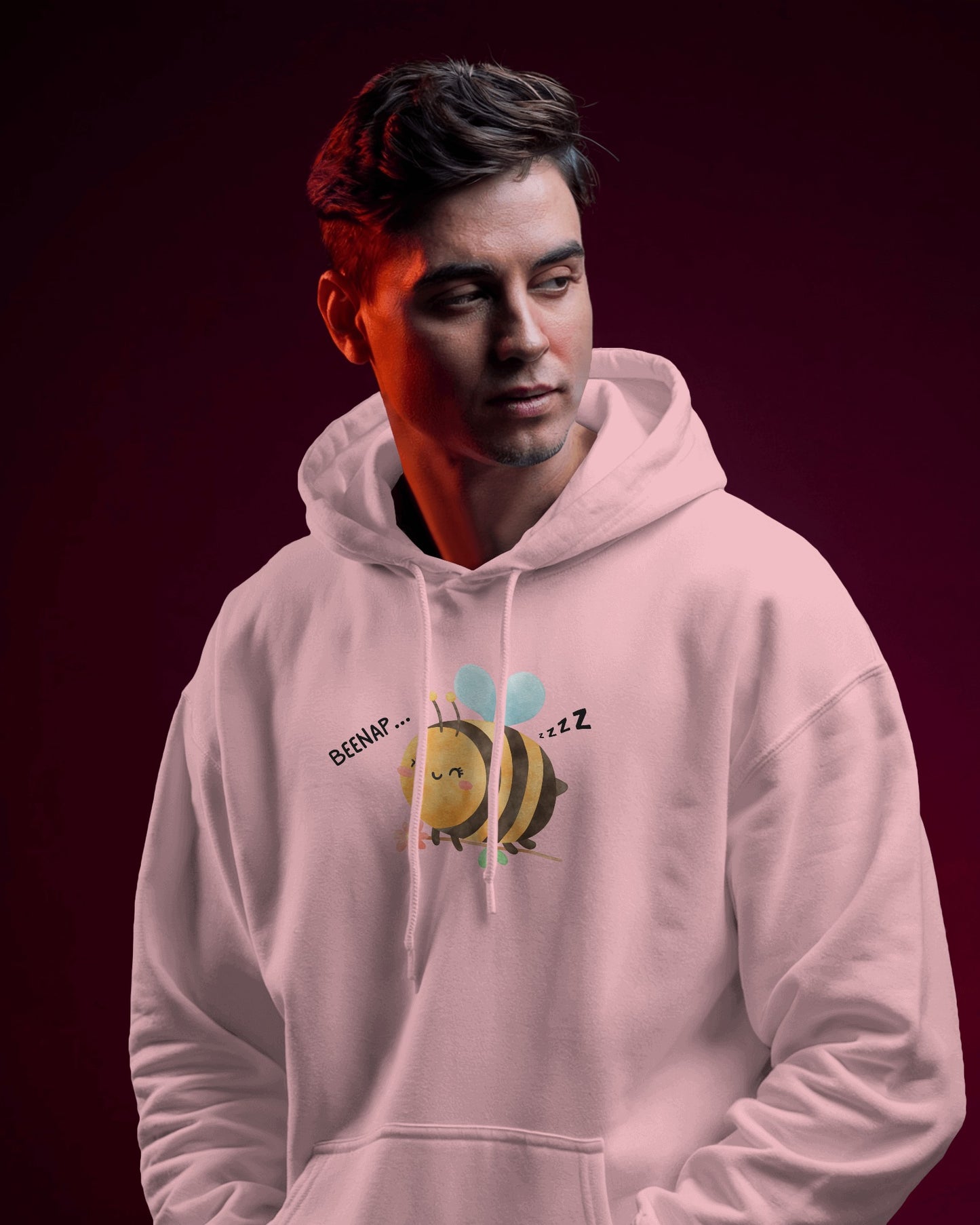 Cute Bee Design - Men's Heavy Blend Hoodie with Floral Design