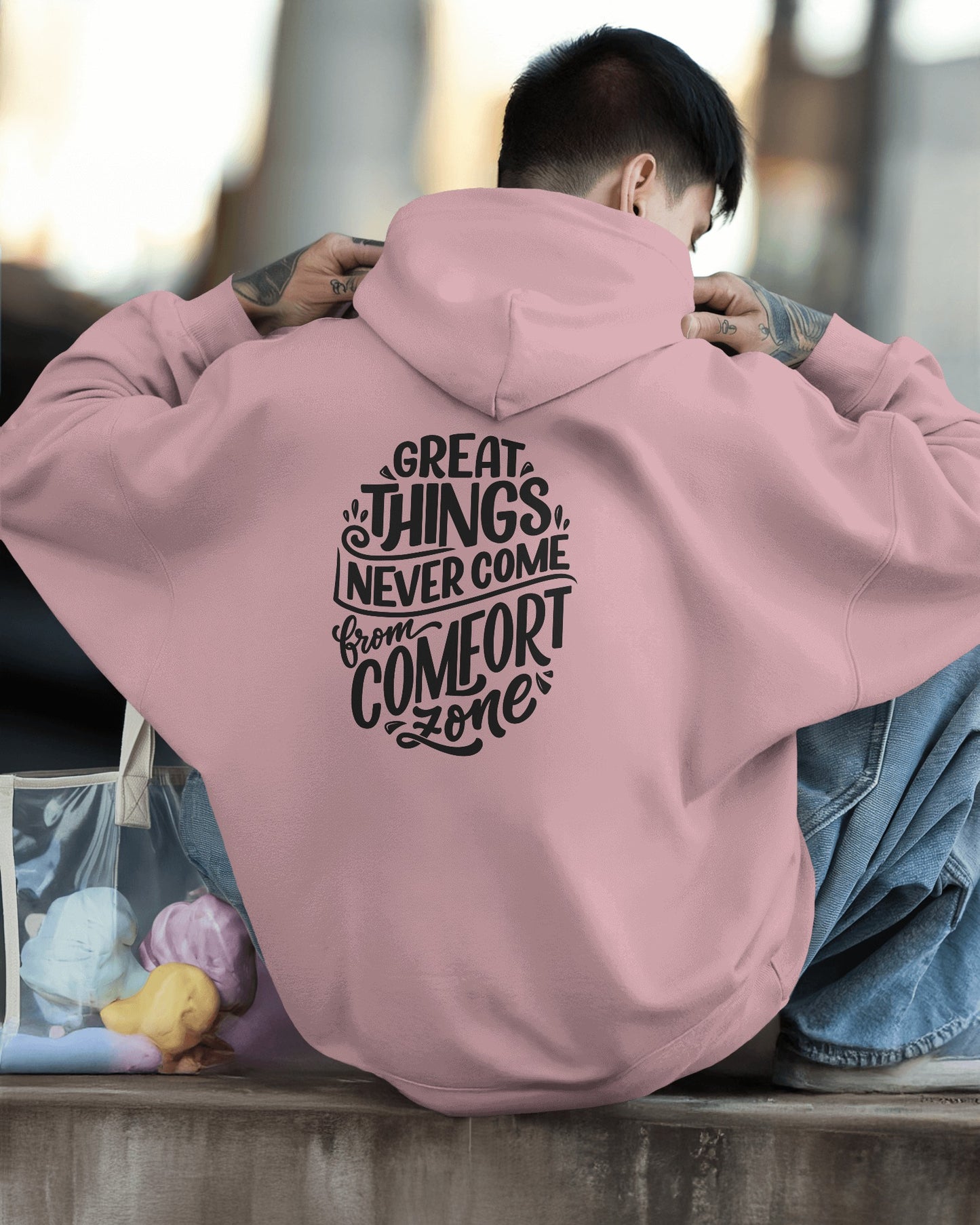 Inspirational Quote Hoodie For Men Back Design