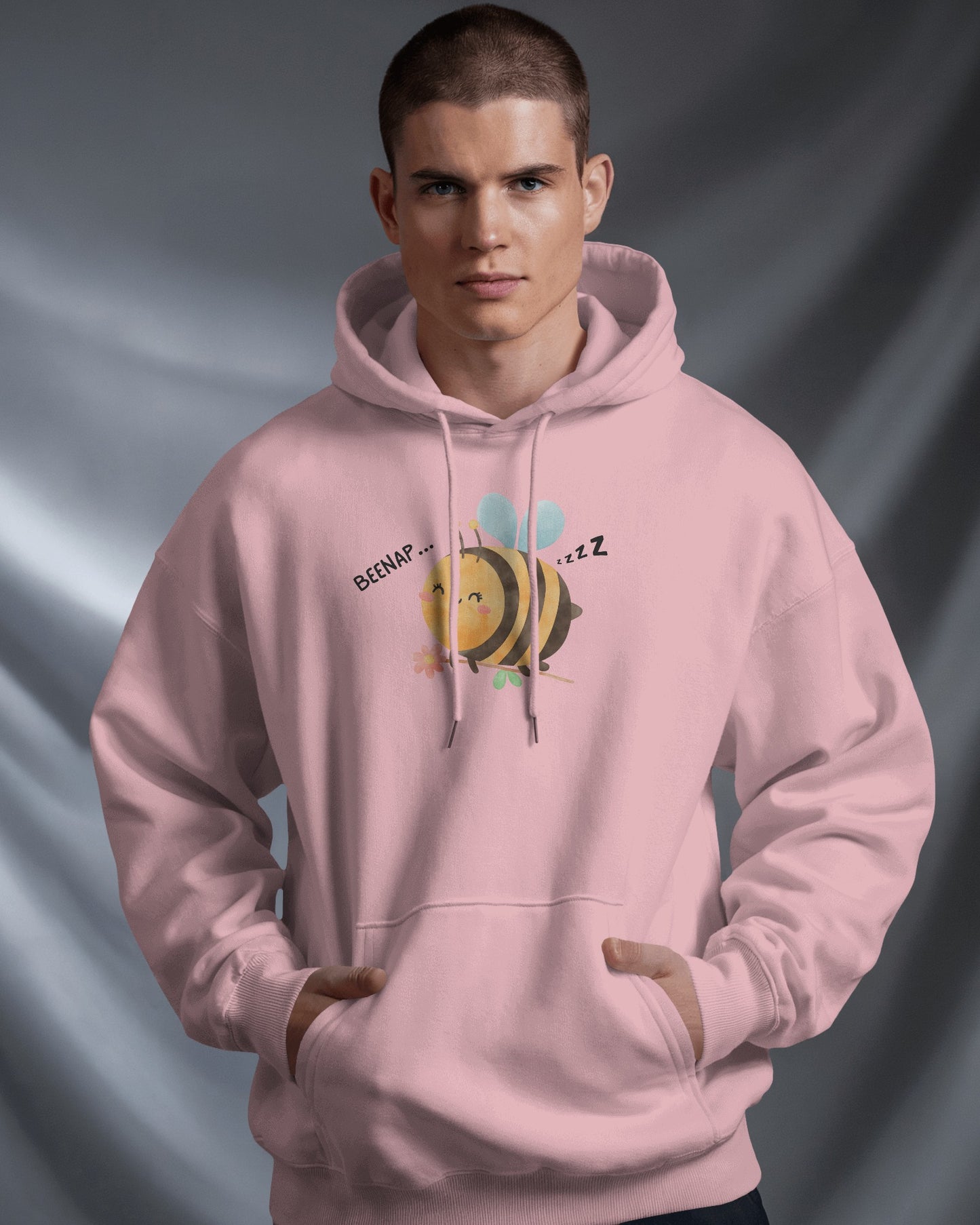 Cute Bee Design - Men's Heavy Blend Hoodie with Floral Design