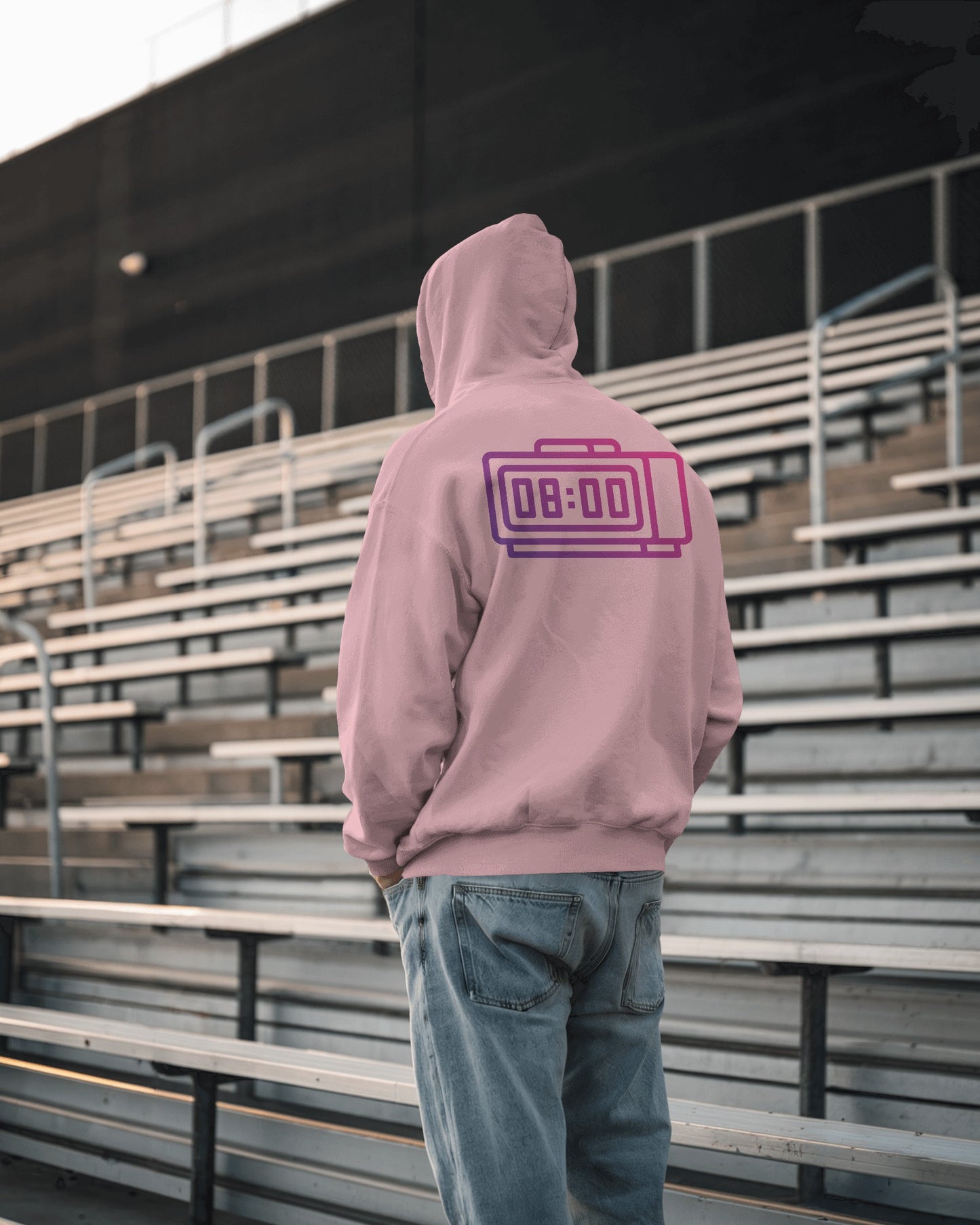 Retro Alarm Clock Men's Back Design Heavy Blend™ Hoodie