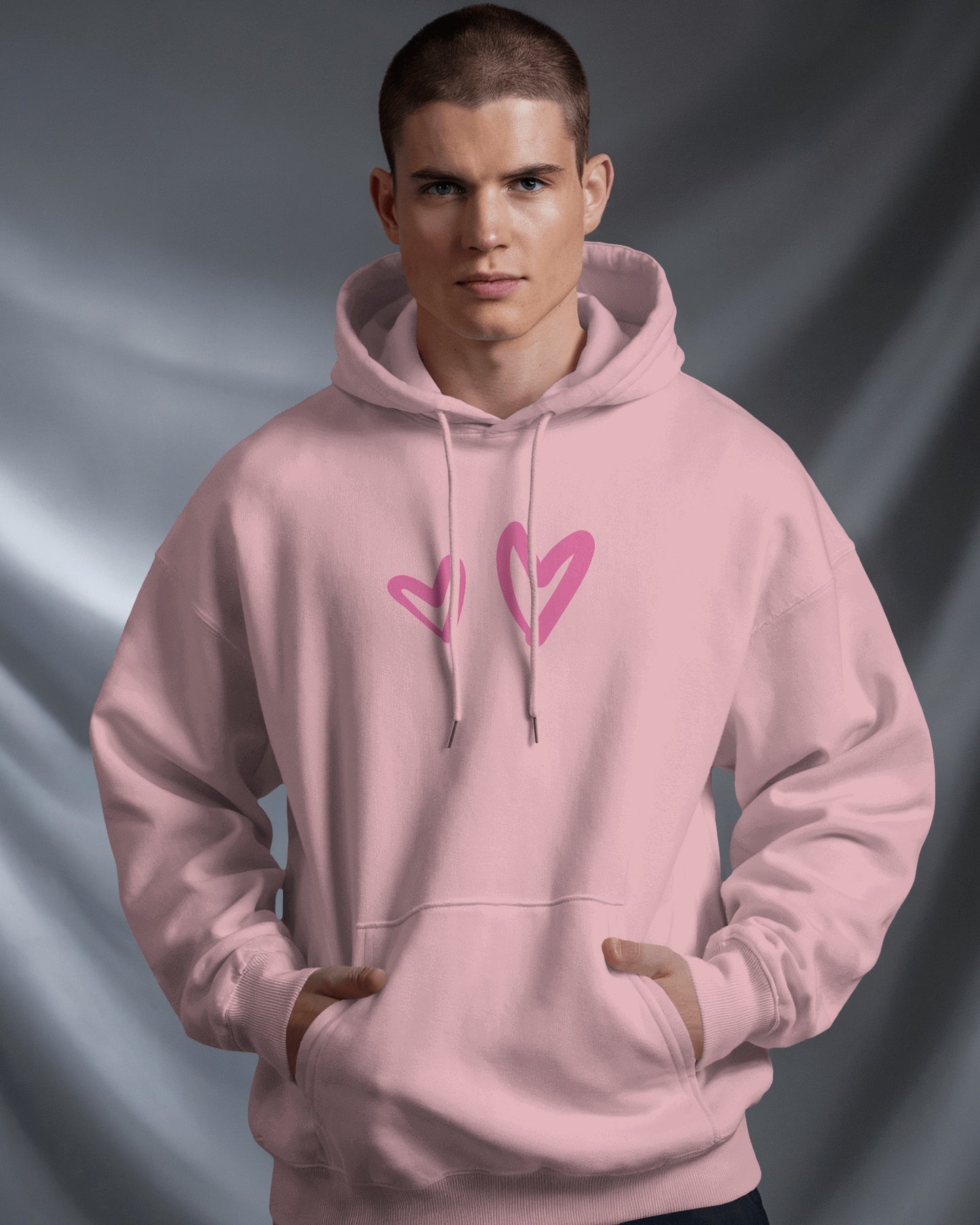 Cute Heart Graphic Men Hoodie - Perfect for Everyday Comfort