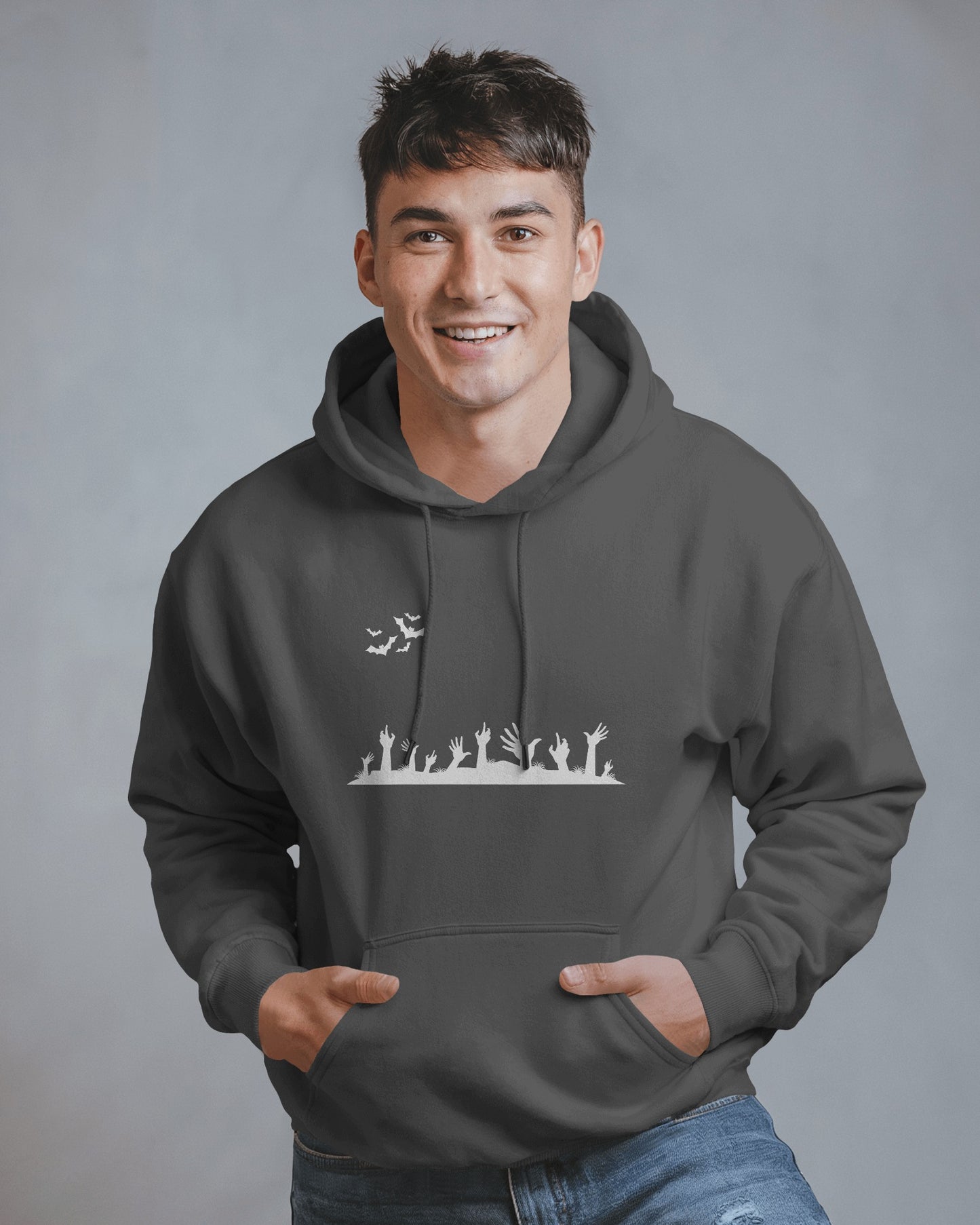 Halloween Themed Men Heavy Blend Hoodie with Spooky Design