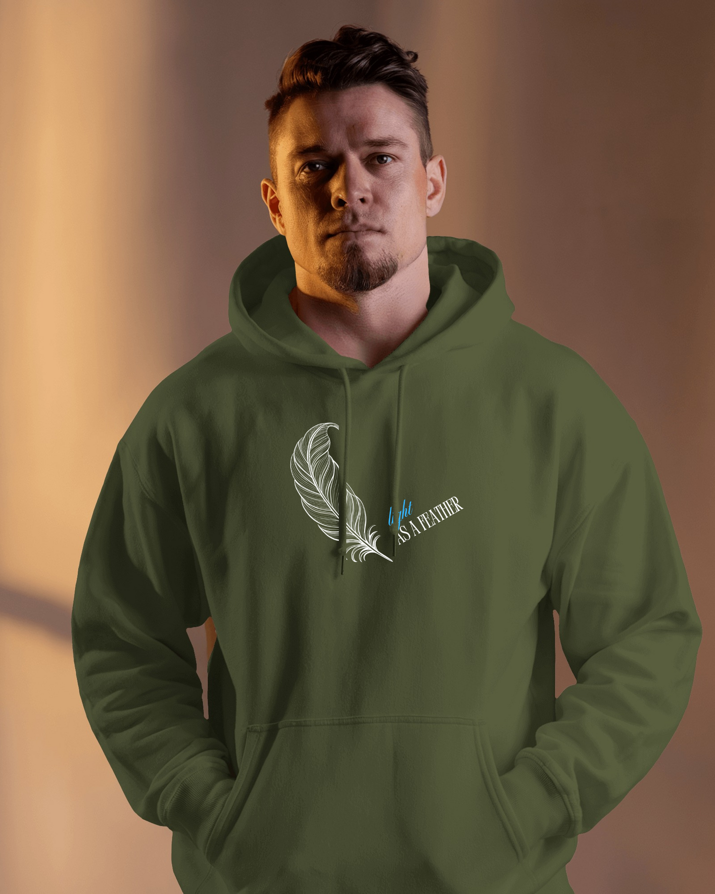 Inspirational Feather Men Heavy Blend Hoodie- Exclusive Minimal Design