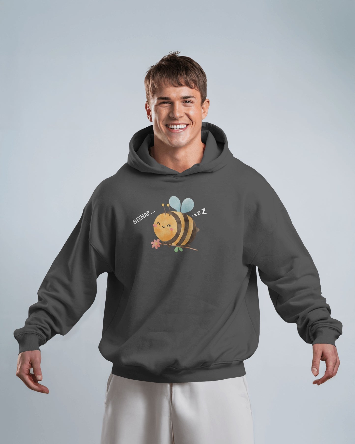 Cute Bee Design - Men's Heavy Blend Hoodie with Floral Design