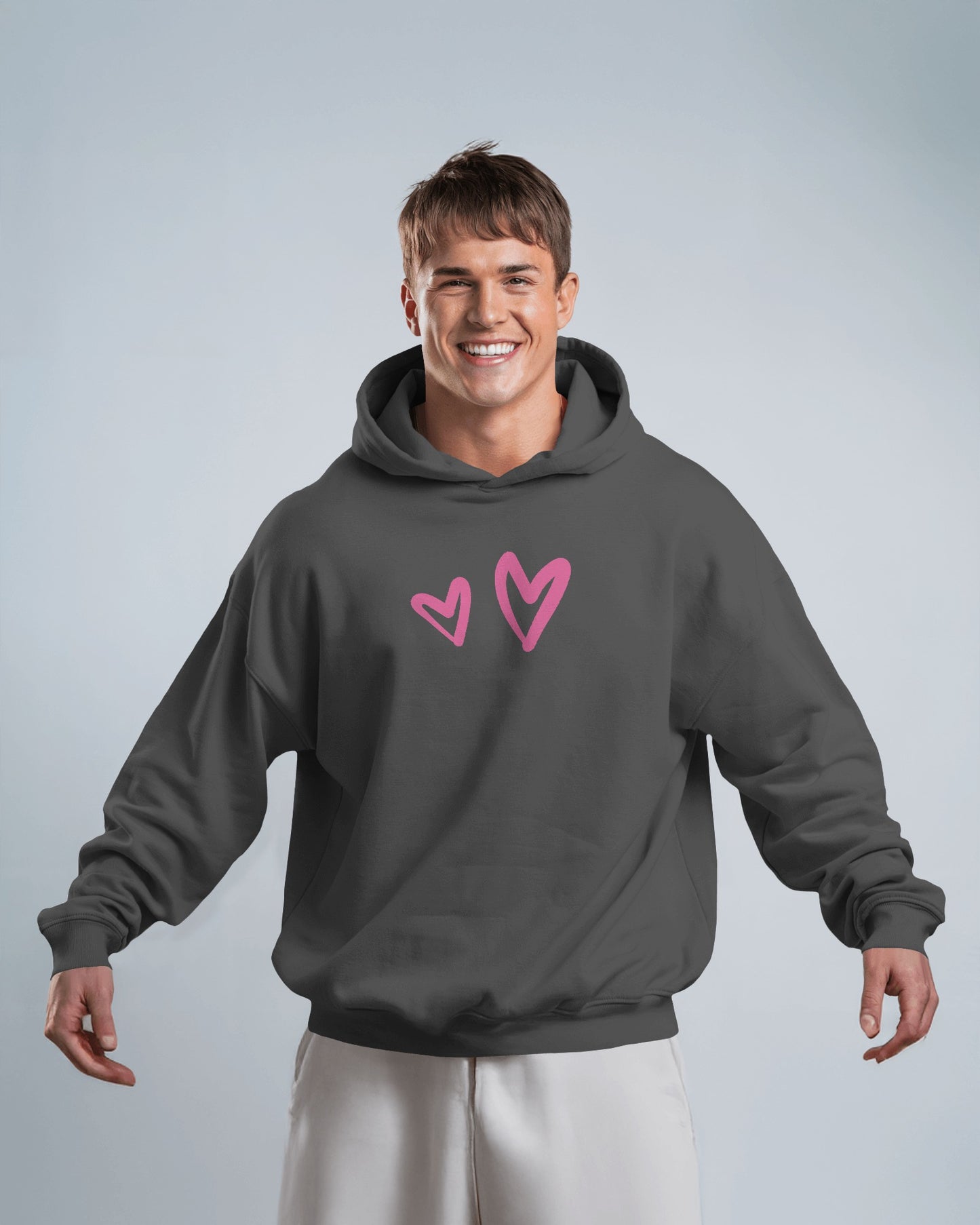 Cute Heart Graphic Men Hoodie - Perfect for Everyday Comfort