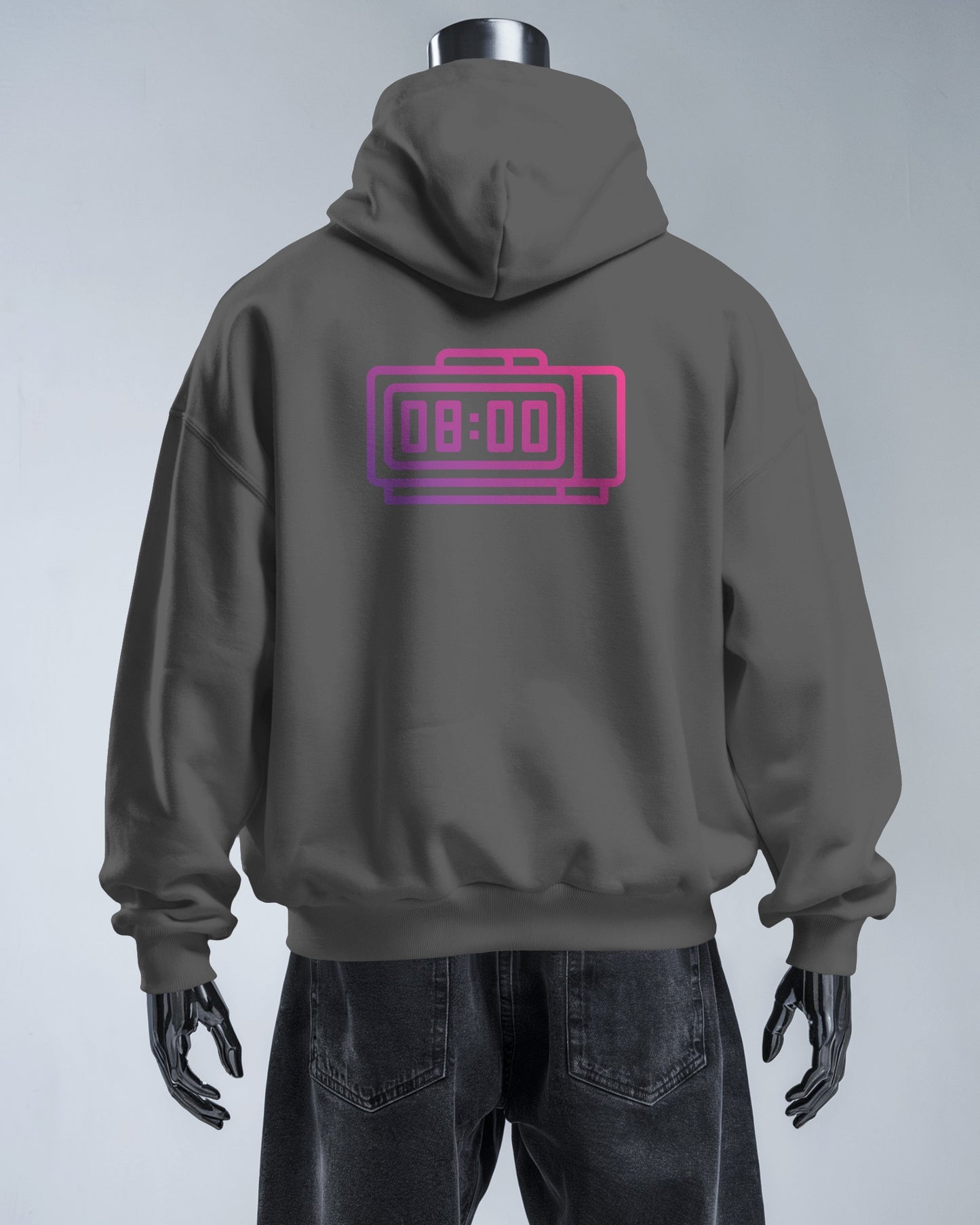 Retro Alarm Clock Men's Back Design Heavy Blend™ Hoodie