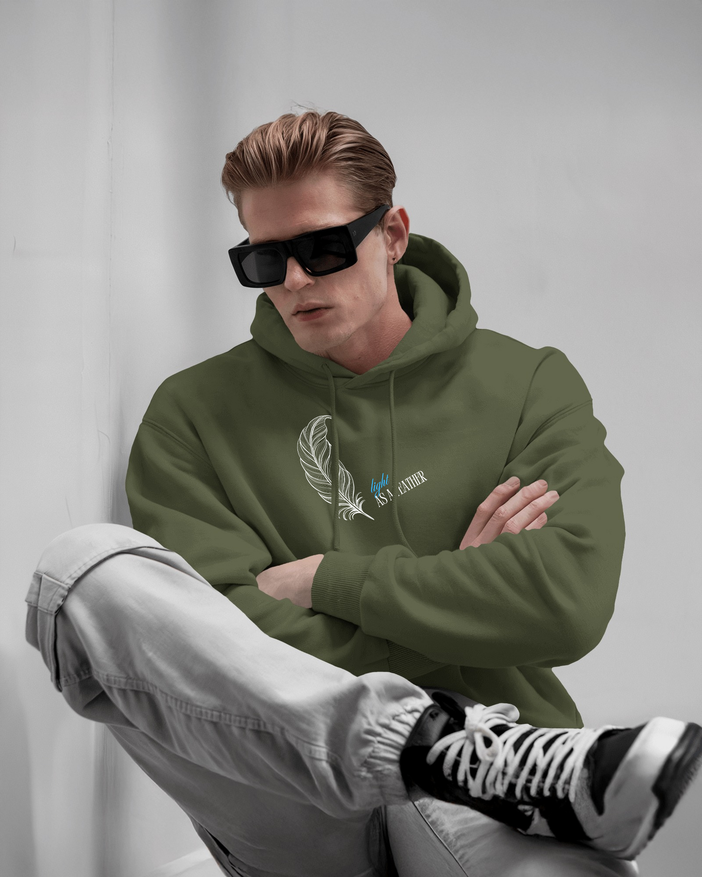 Inspirational Feather Men Heavy Blend Hoodie- Exclusive Minimal Design