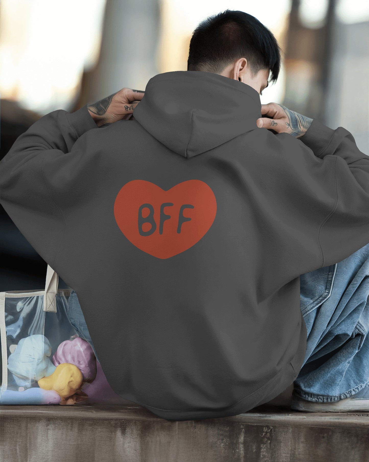 BFF Heart Hoodie - Men's Heavy Blend for Friendship Celebrations