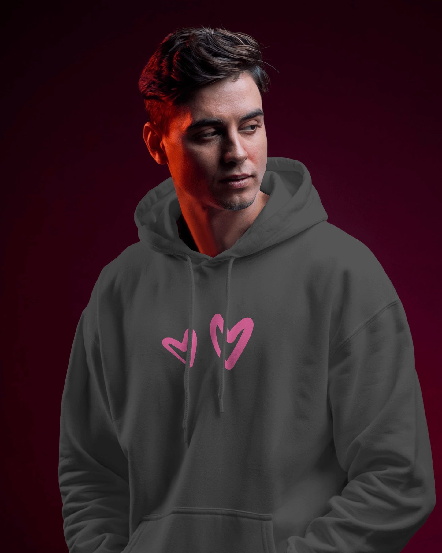 Cute Heart Graphic Men Hoodie - Perfect for Everyday Comfort