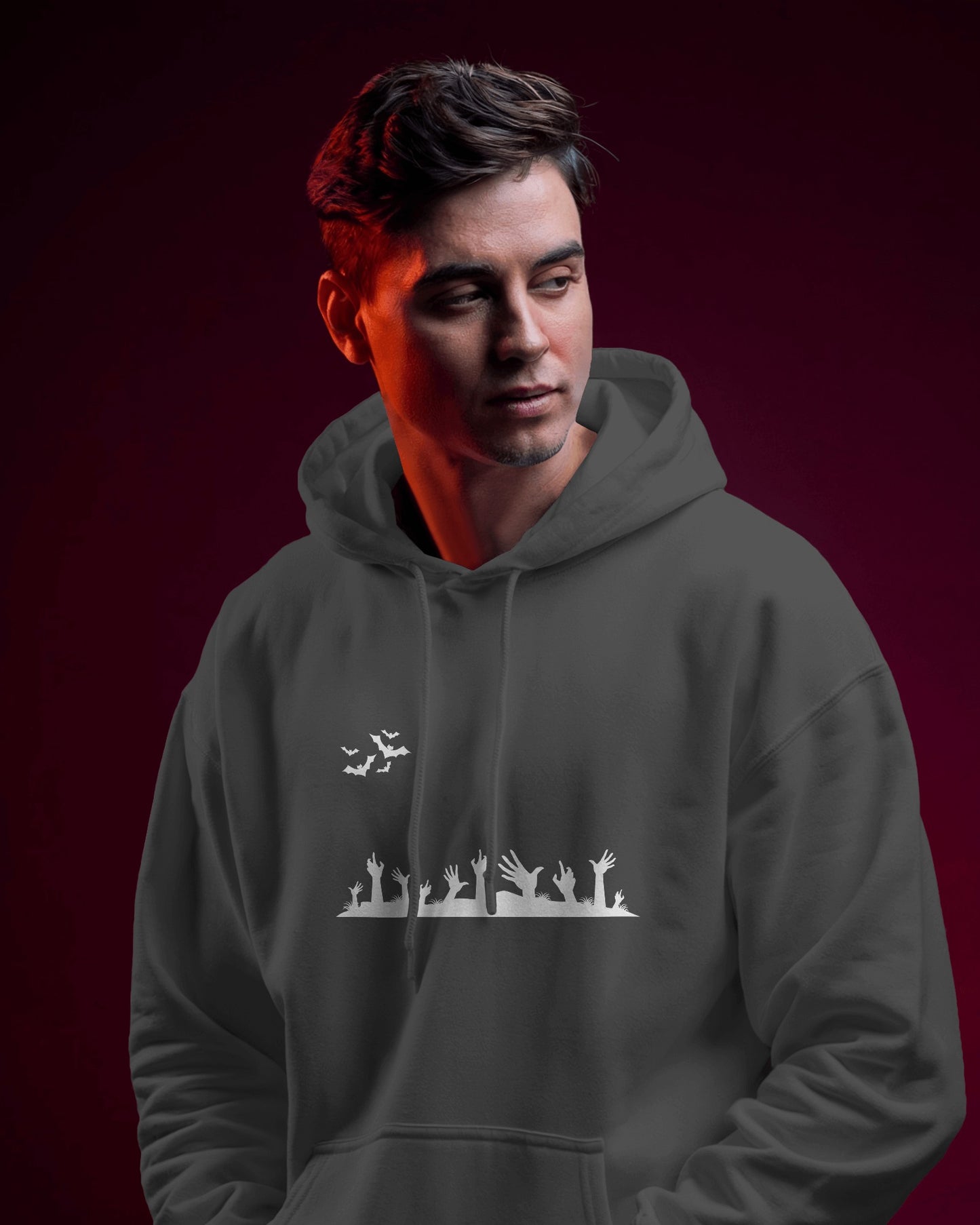 Halloween Themed Men Heavy Blend Hoodie with Spooky Design